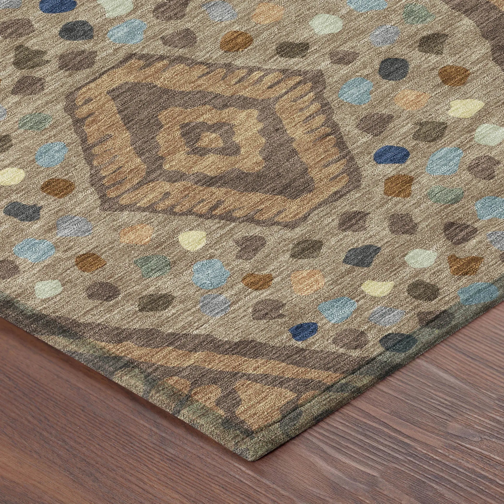 8' Copper And Orange Round Tribal Washable Indoor Outdoor Area Rug Homeroots Outdoor