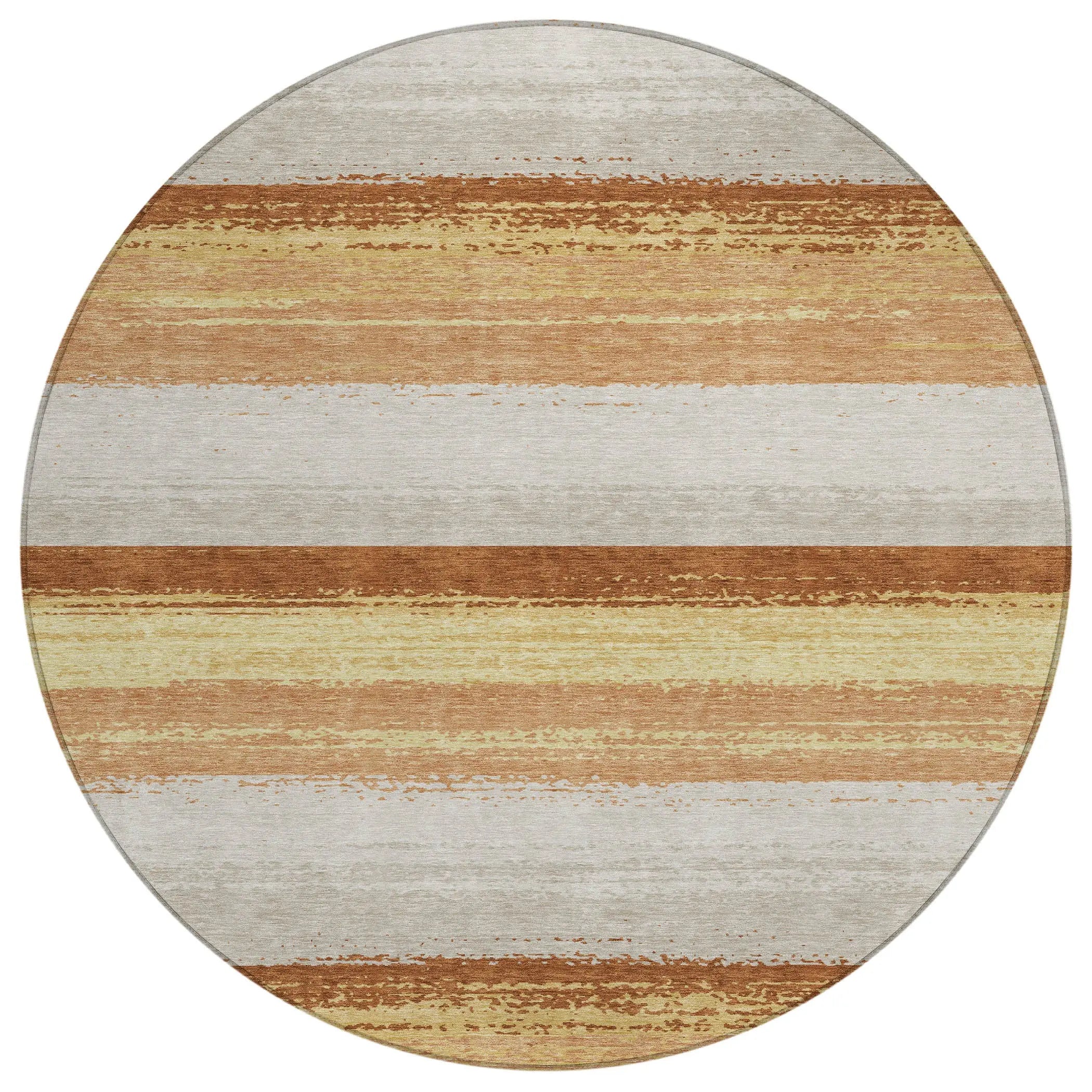 8' Copper And Purple Round Striped Washable Indoor Outdoor Area Rug Homeroots Outdoor