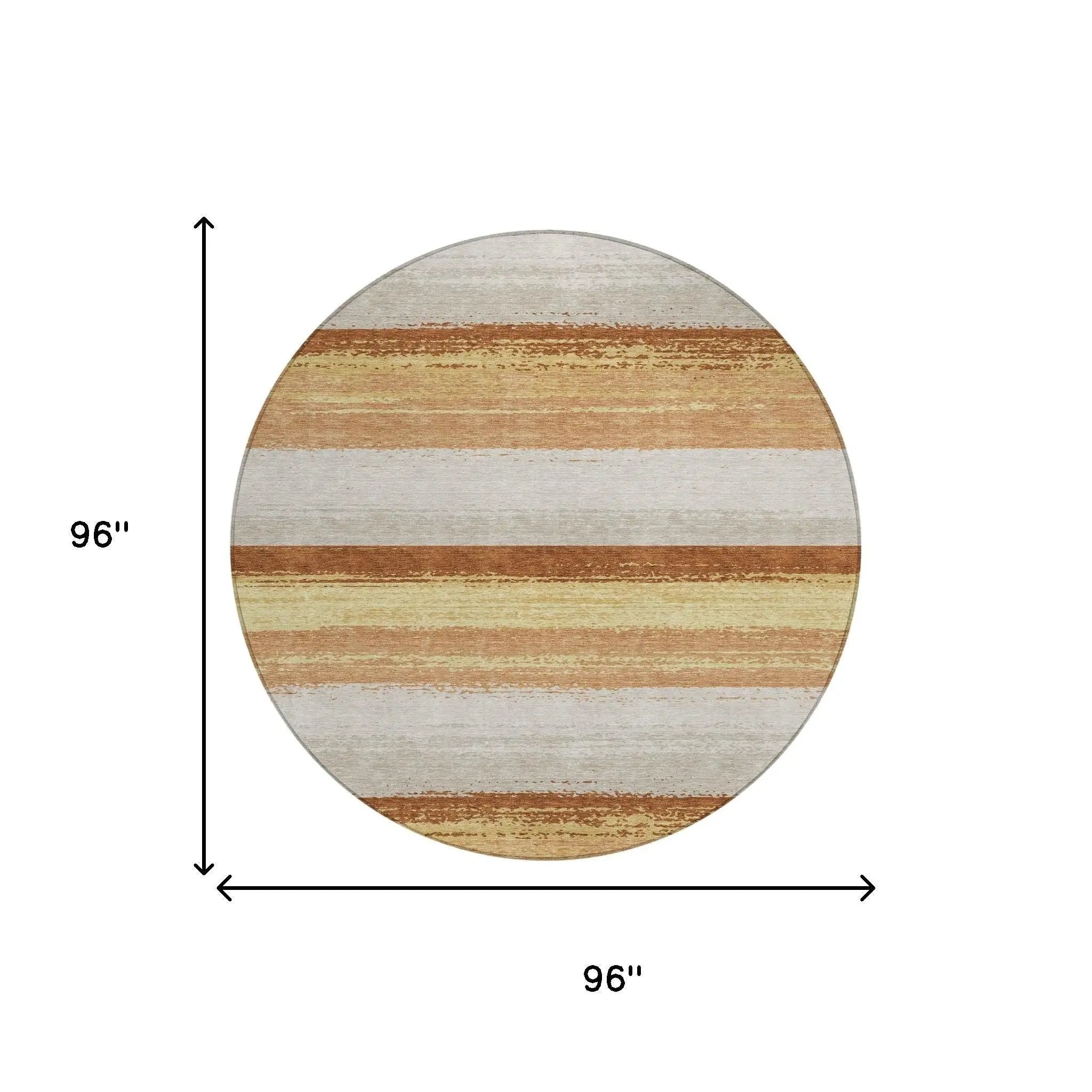 8' Copper And Purple Round Striped Washable Indoor Outdoor Area Rug Homeroots Outdoor