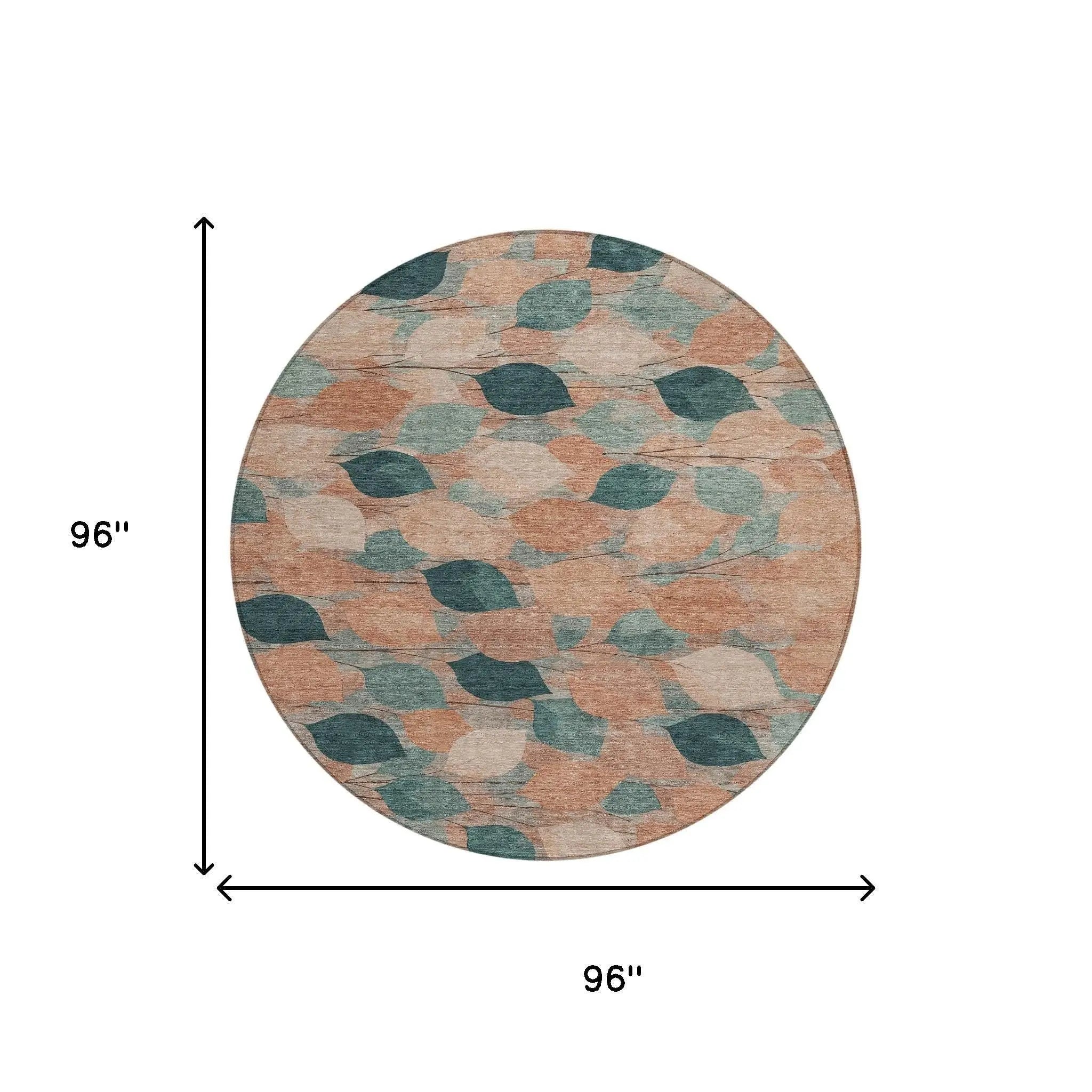 8' Copper And Salmon Round Floral Washable Indoor Outdoor Area Rug Homeroots Outdoor