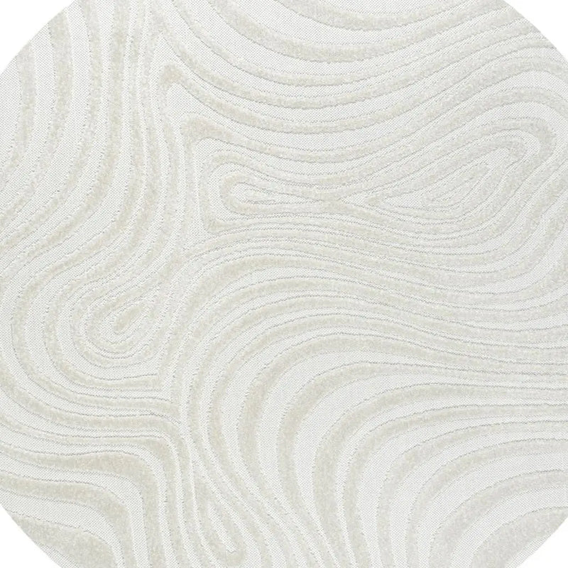 8' Cream And Ivory Round Abstract Indoor Outdoor Area Rug Homeroots Outdoor