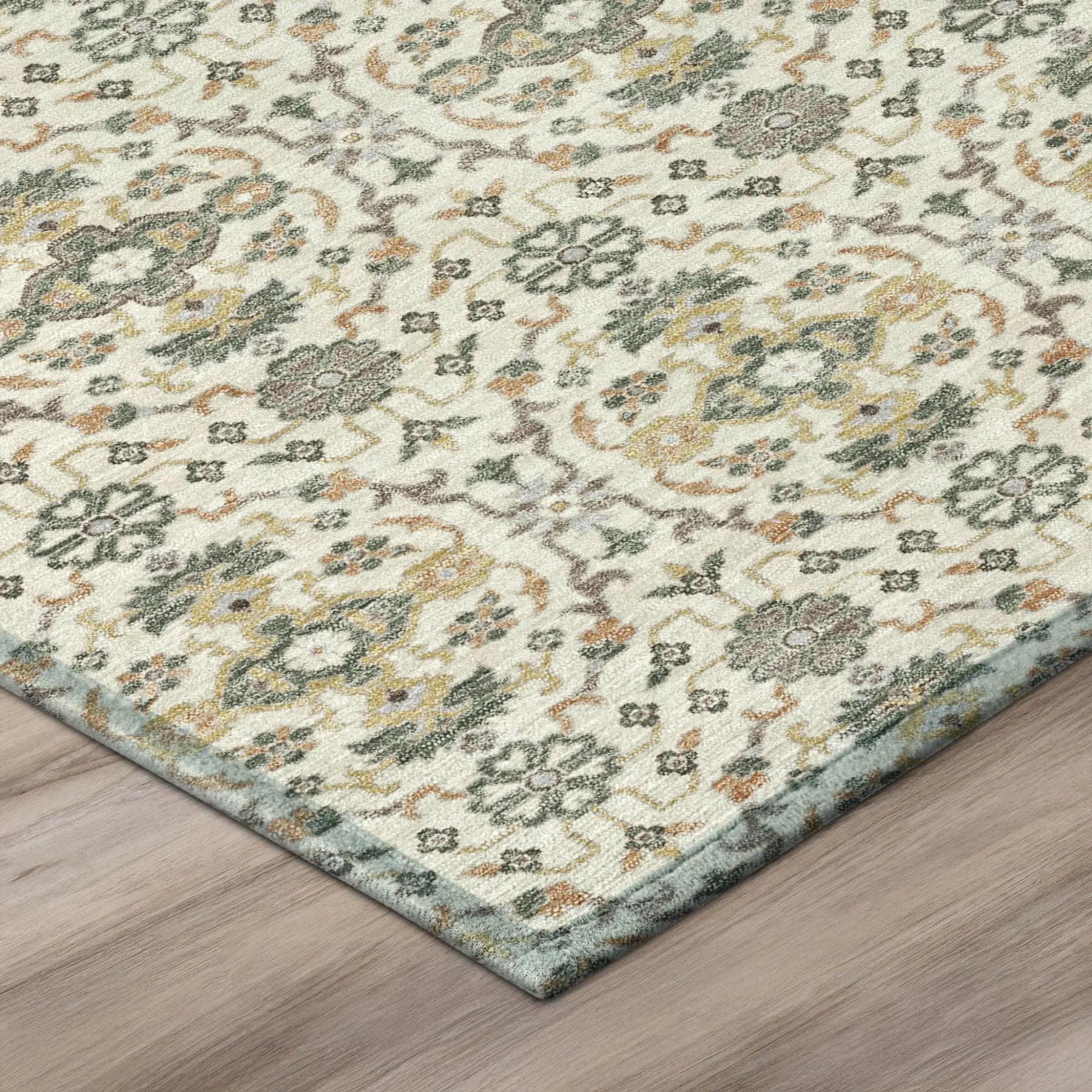 8' Cream And Ivory Round Oriental Washable Indoor Outdoor Area Rug Homeroots Outdoor