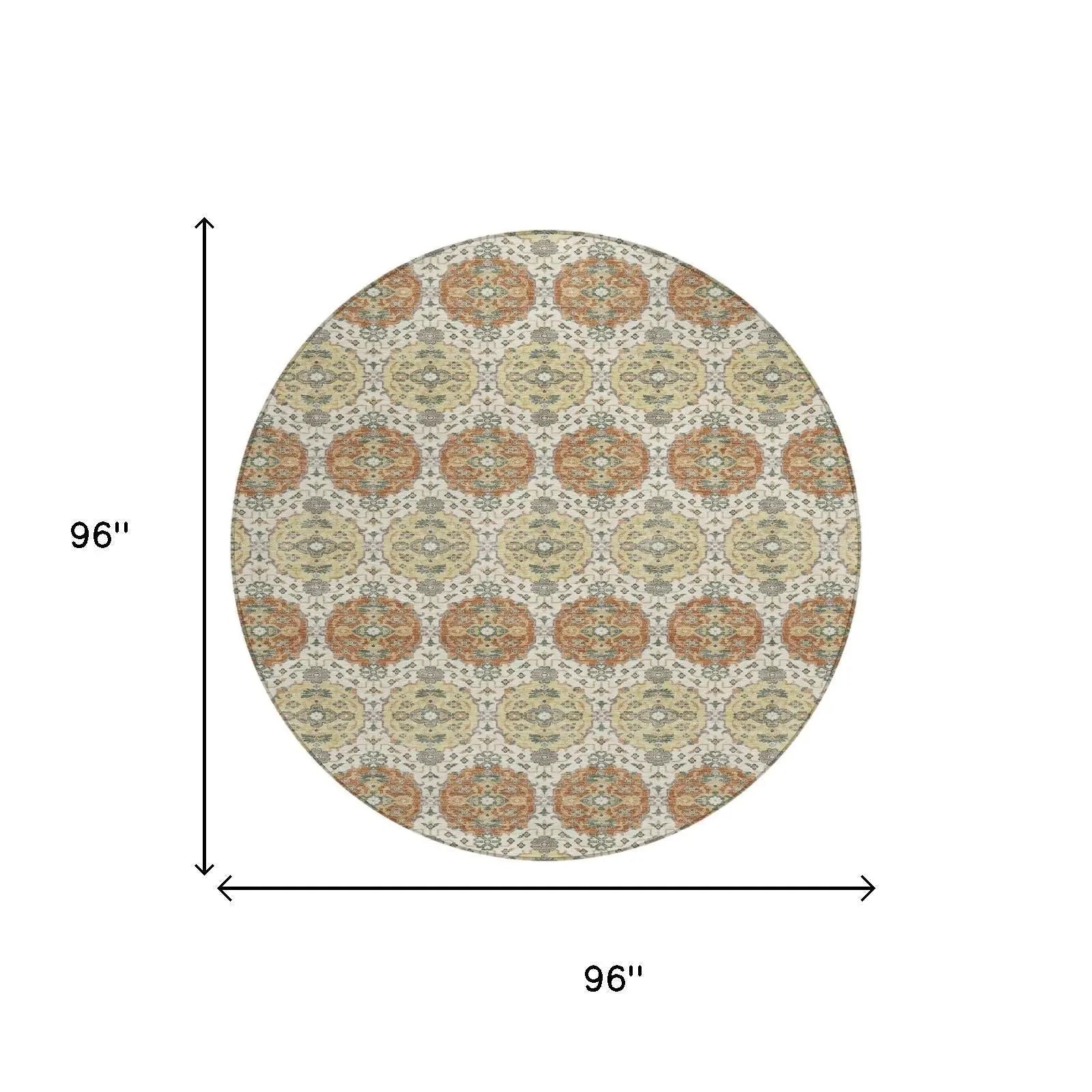 8' Cream And Ivory Round Striped Washable Indoor Outdoor Area Rug Homeroots Outdoor