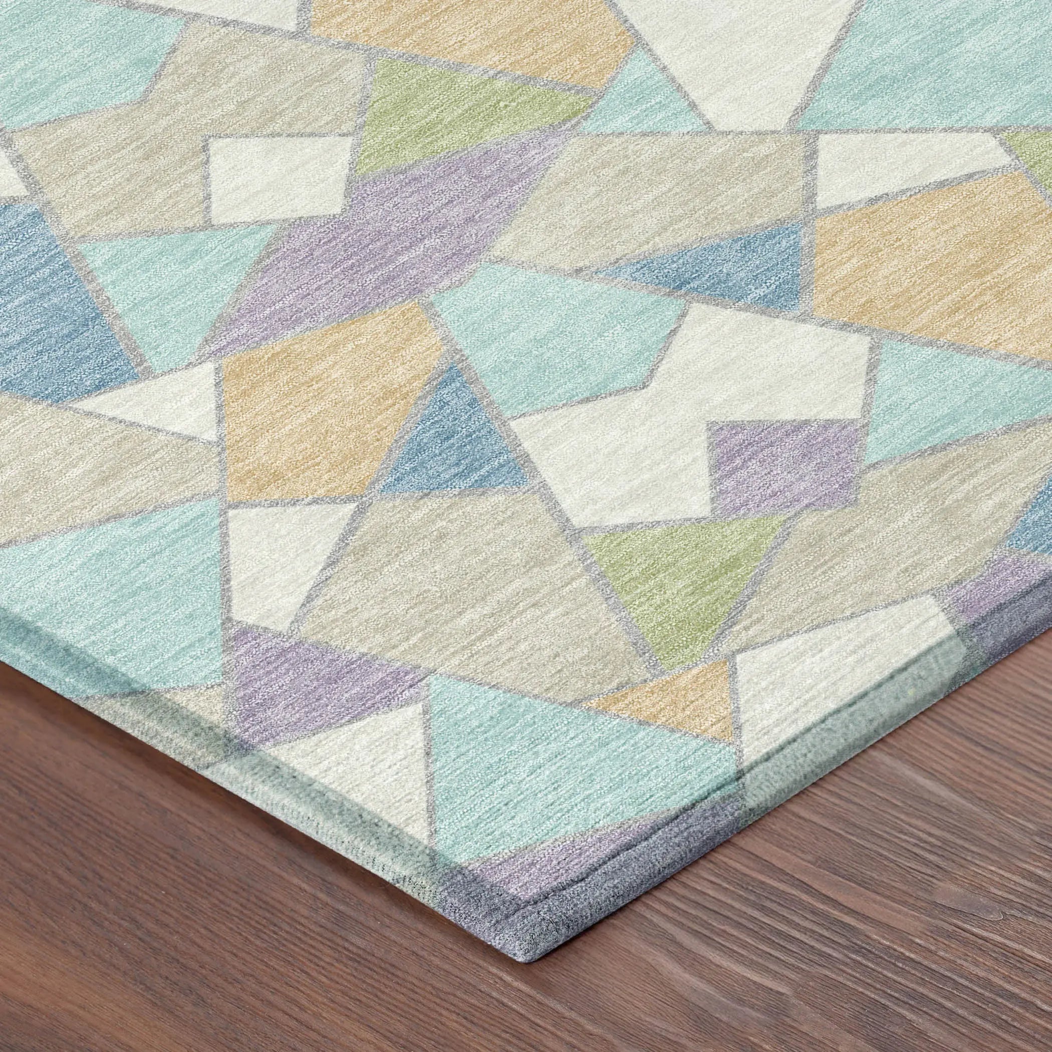 8' Cream And Teal Blue Round Geometric Washable Indoor Outdoor Area Rug Homeroots Outdoor