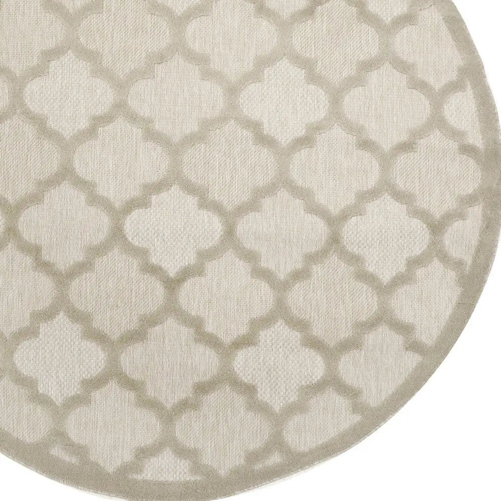 8' Cream Round Geometric Indoor Outdoor Area Rug Homeroots Outdoor