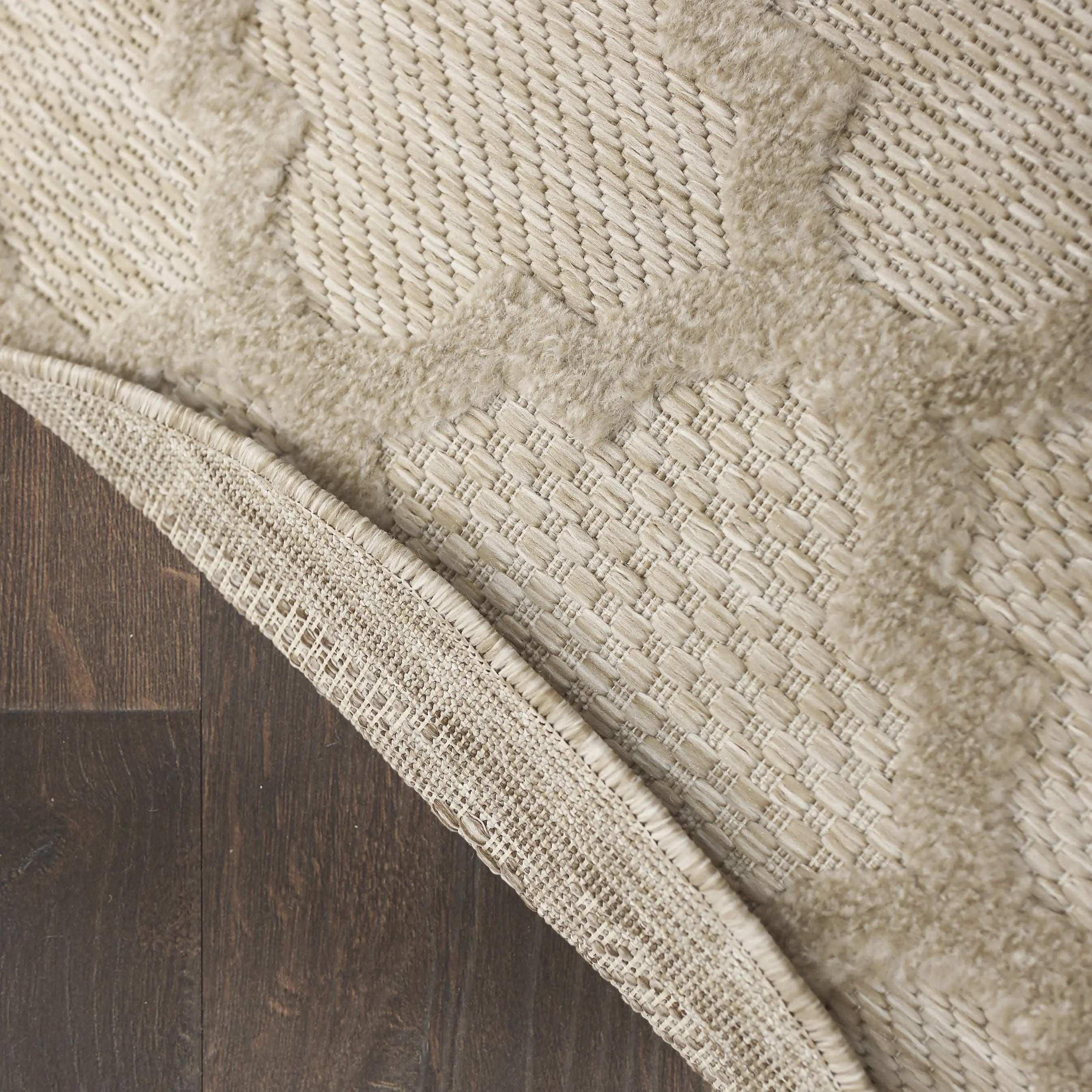 8' Cream Round Geometric Indoor Outdoor Area Rug Homeroots Outdoor