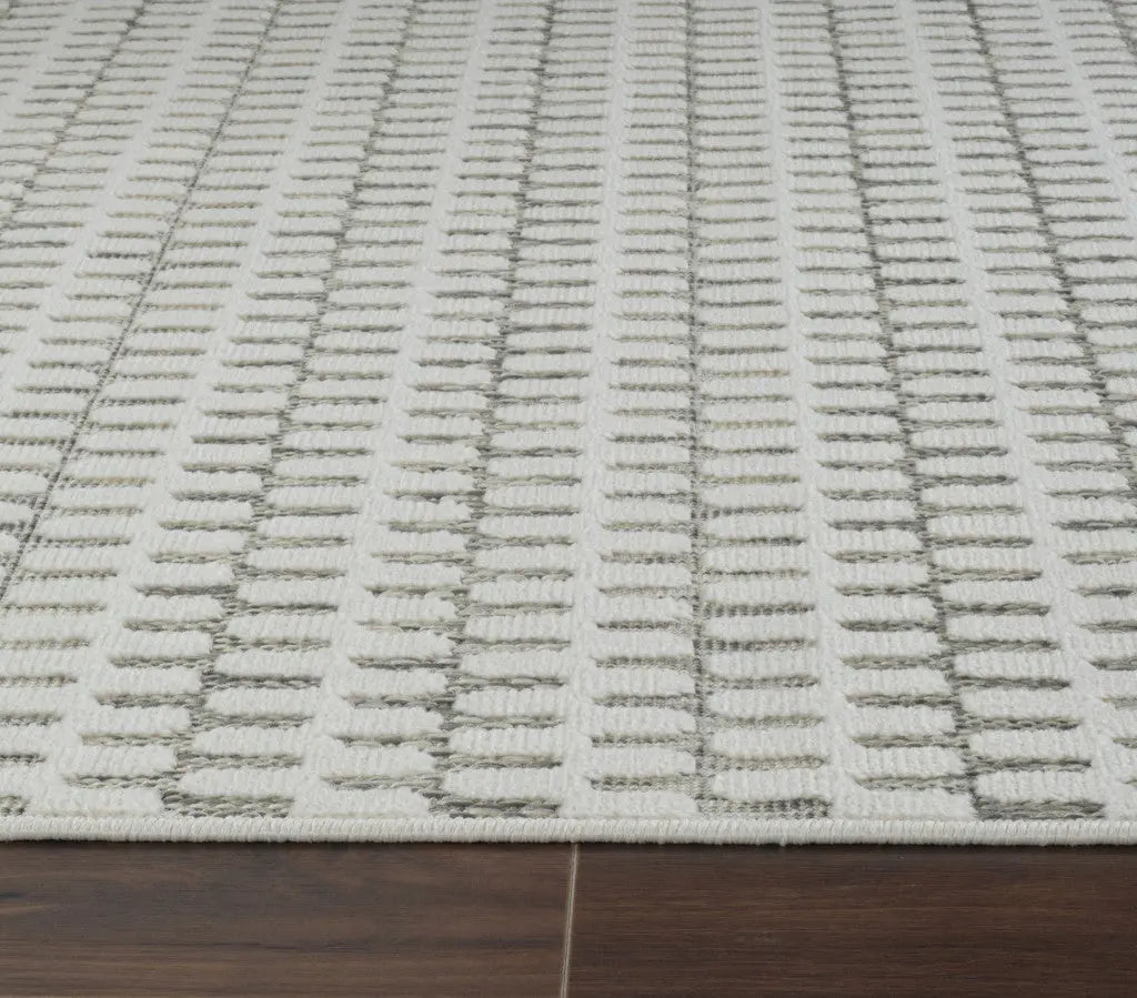 8' Cream and Beige Geometric Distressed Indoor Outdoor Runner Rug Homeroots Outdoor