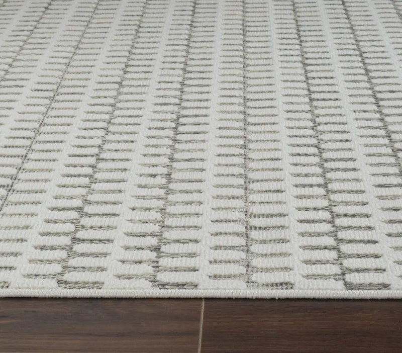 8' Cream and Beige Geometric Distressed Indoor Outdoor Runner Rug Homeroots Outdoor