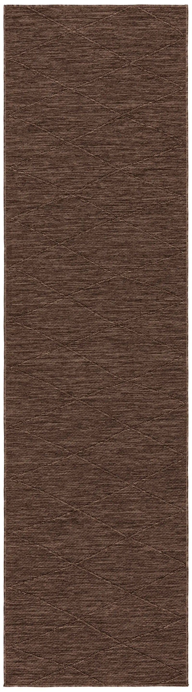 8' Dark Brown And Brown Geometric Indoor Outdoor Runner Rug Homeroots Outdoor