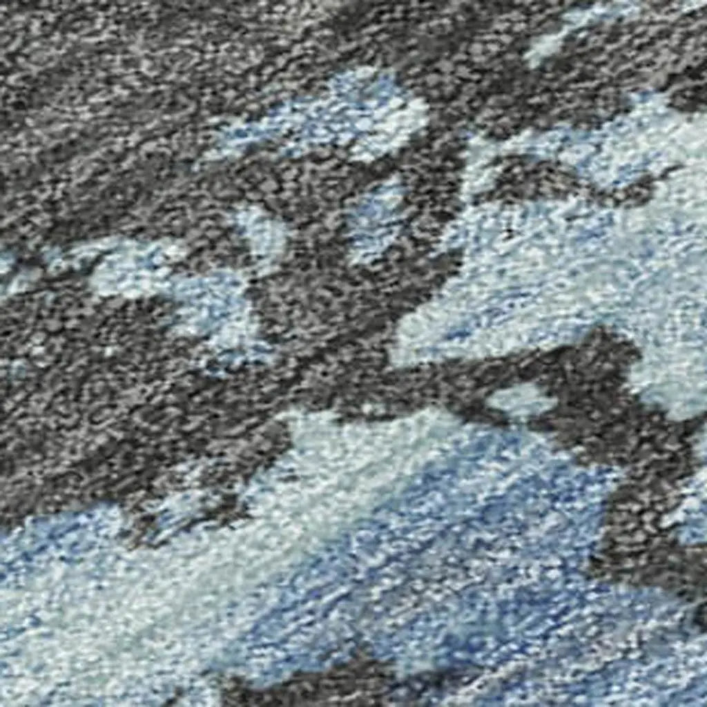 8' Denim Blue And Blue Round Abstract Washable Indoor Outdoor Area Rug Homeroots Outdoor