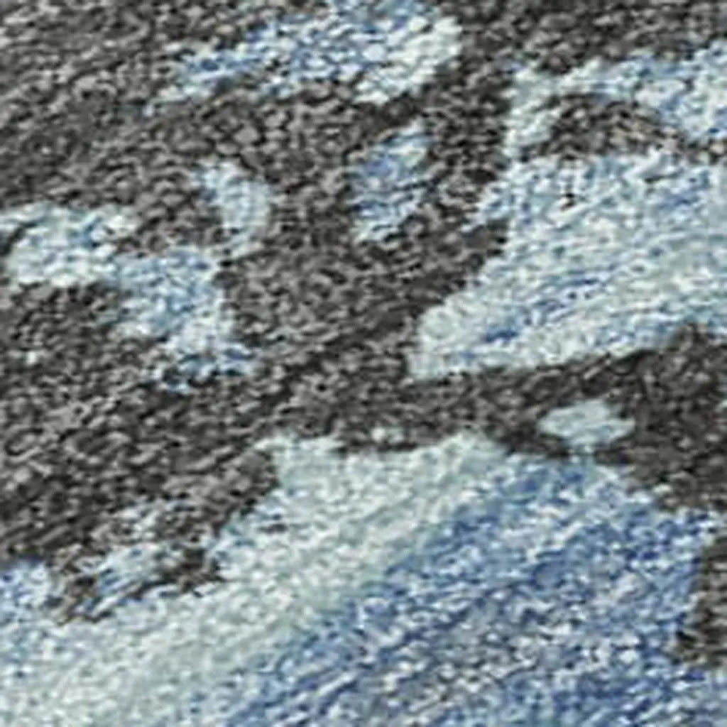 8' Denim Blue And Blue Round Abstract Washable Indoor Outdoor Area Rug Homeroots Outdoor
