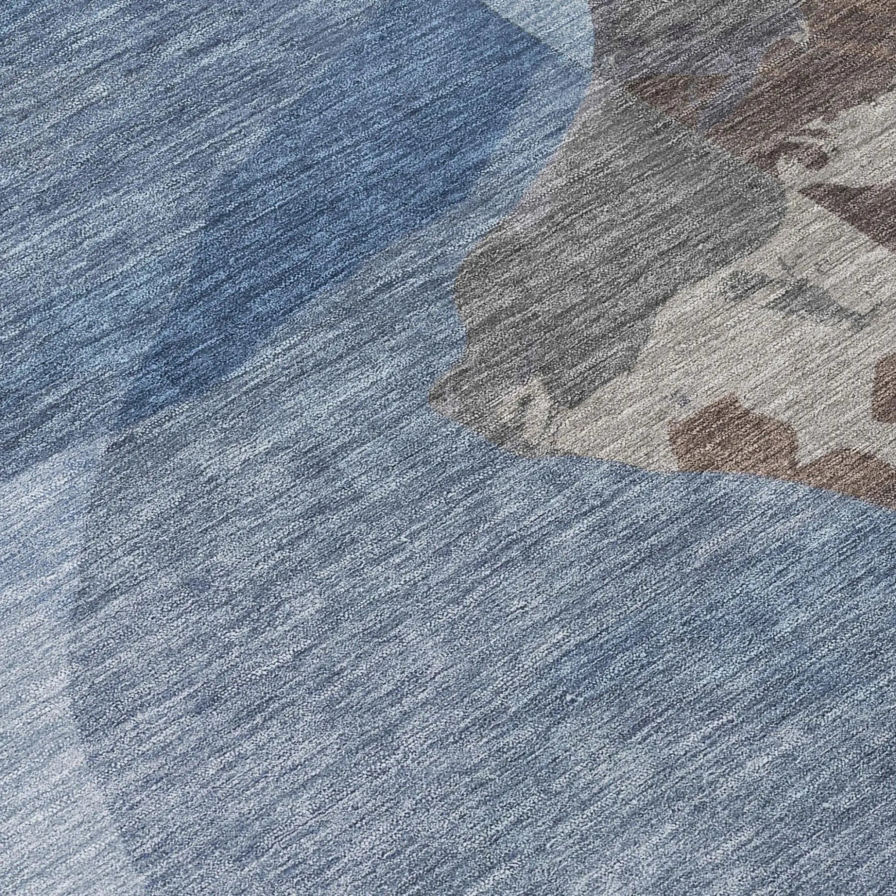 8' Denim Blue And Blue Round Abstract Washable Indoor Outdoor Area Rug Homeroots Outdoor