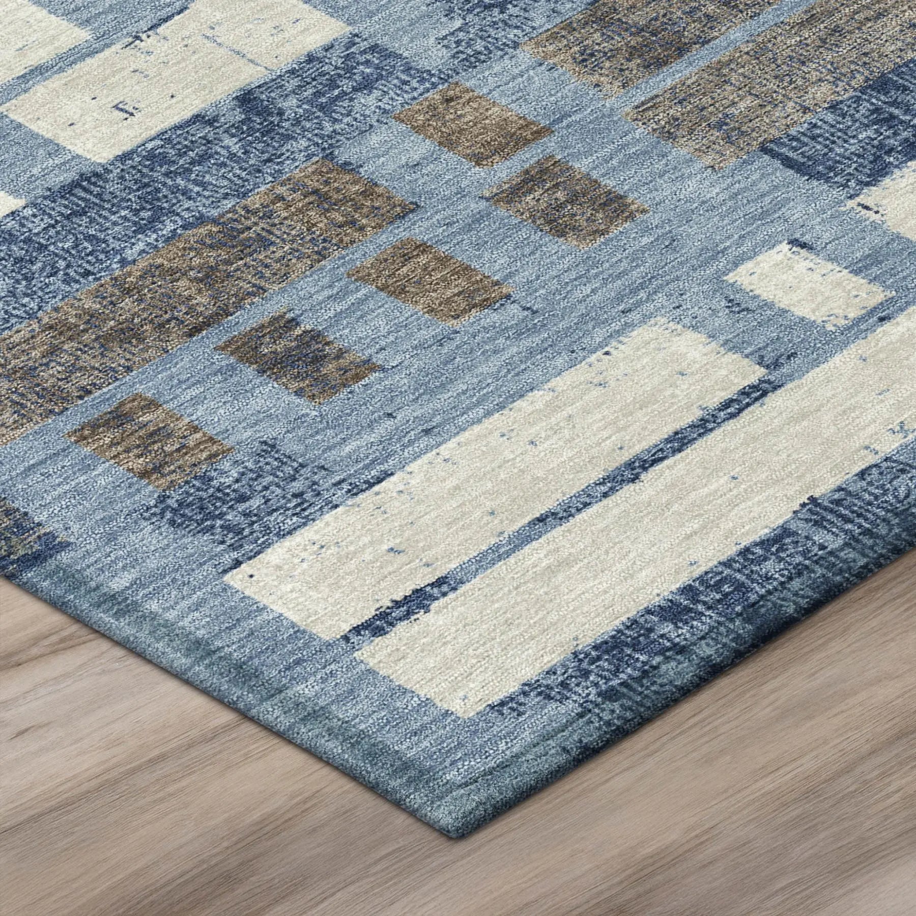 8' Denim Blue And Blue Round Striped Washable Indoor Outdoor Area Rug Homeroots Outdoor