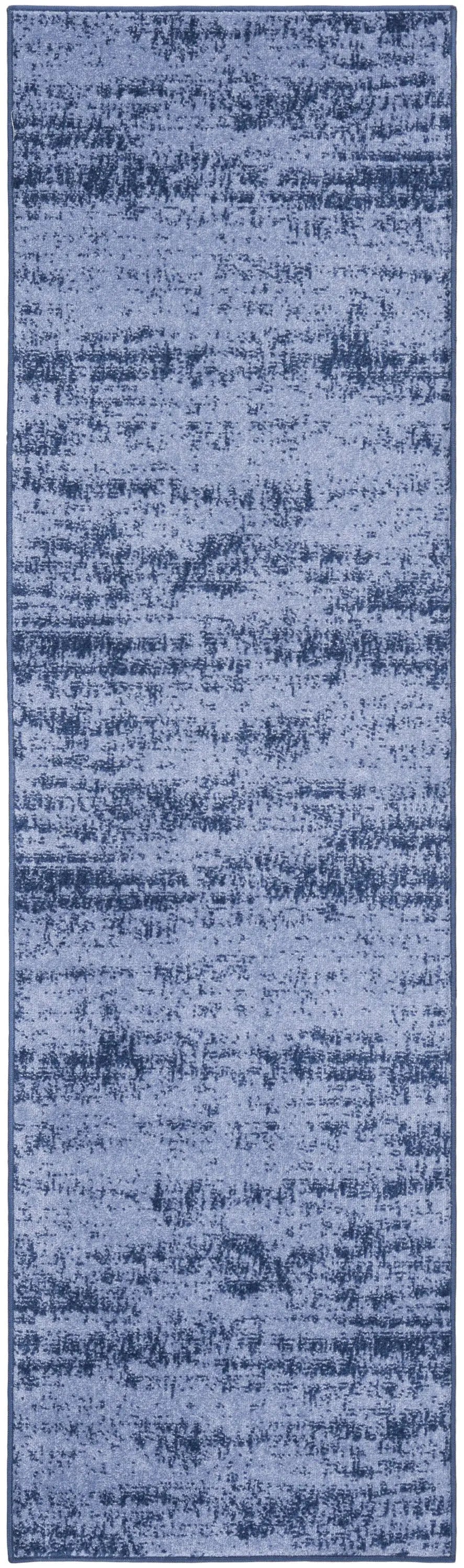 8' Denim Blue And Navy Blue Abstract Indoor Outdoor Runner Rug Homeroots Outdoor