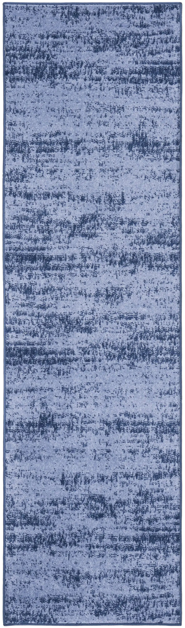 8' Denim Blue And Navy Blue Abstract Indoor Outdoor Runner Rug Homeroots Outdoor