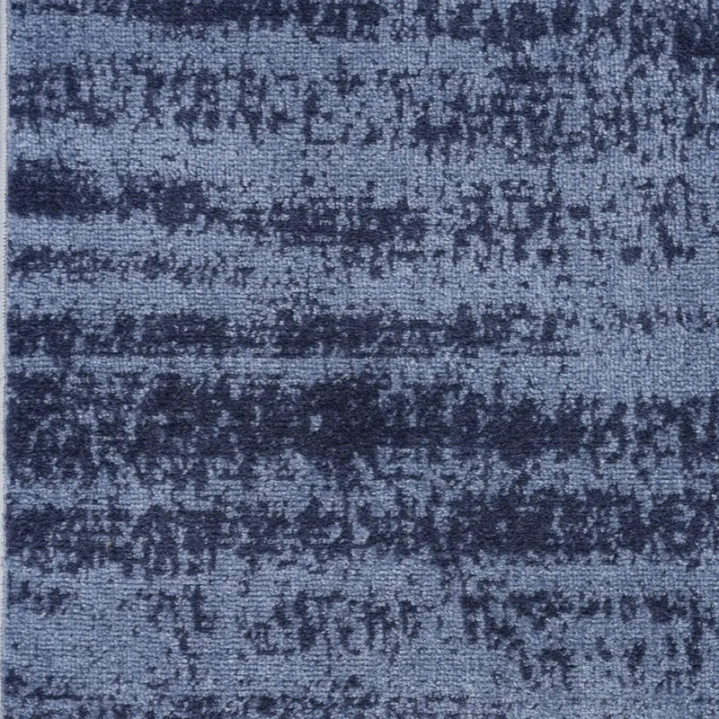 8' Denim Blue And Navy Blue Abstract Indoor Outdoor Runner Rug Homeroots Outdoor