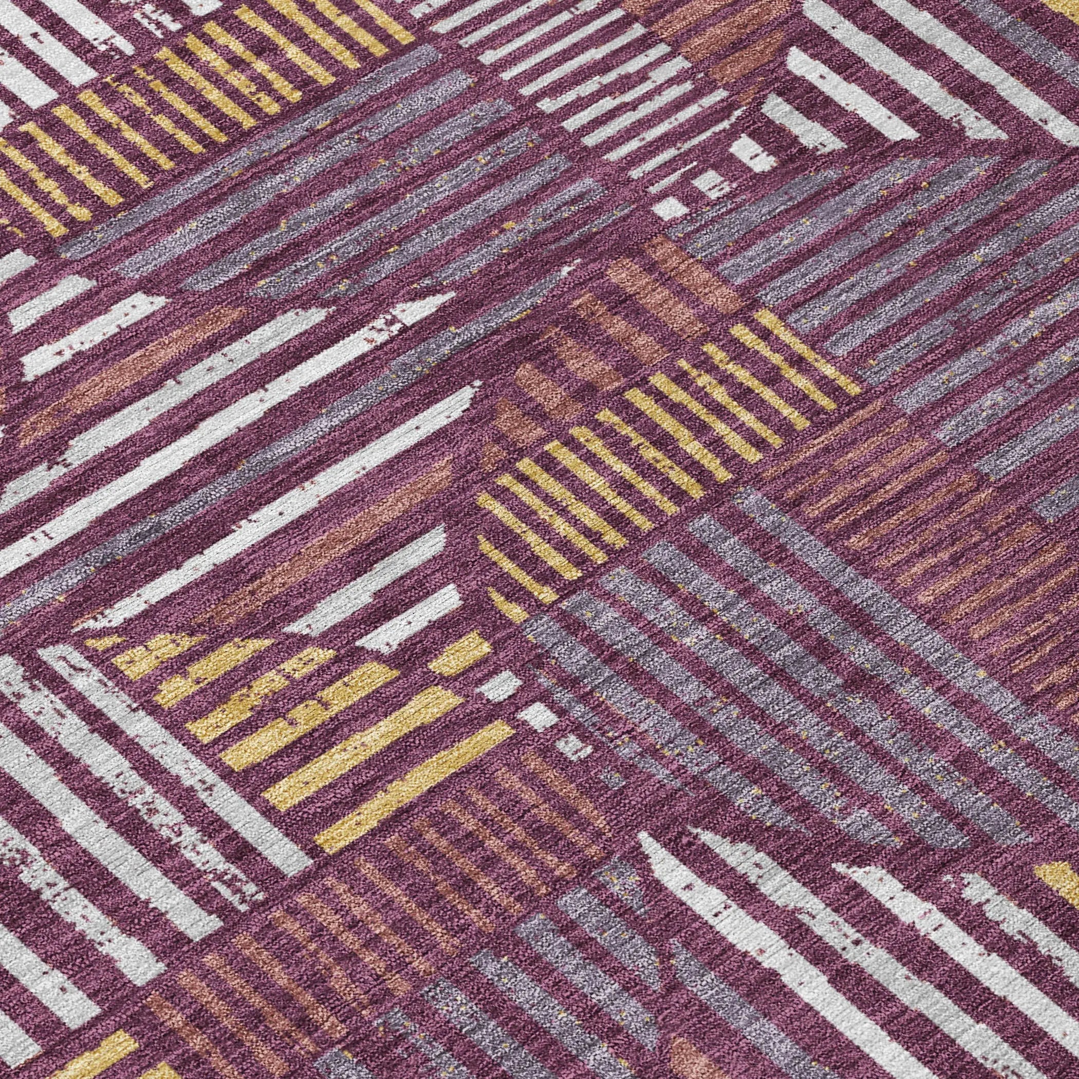8' Eggplant And Brown Round Geometric Washable Indoor Outdoor Area Rug Homeroots Outdoor