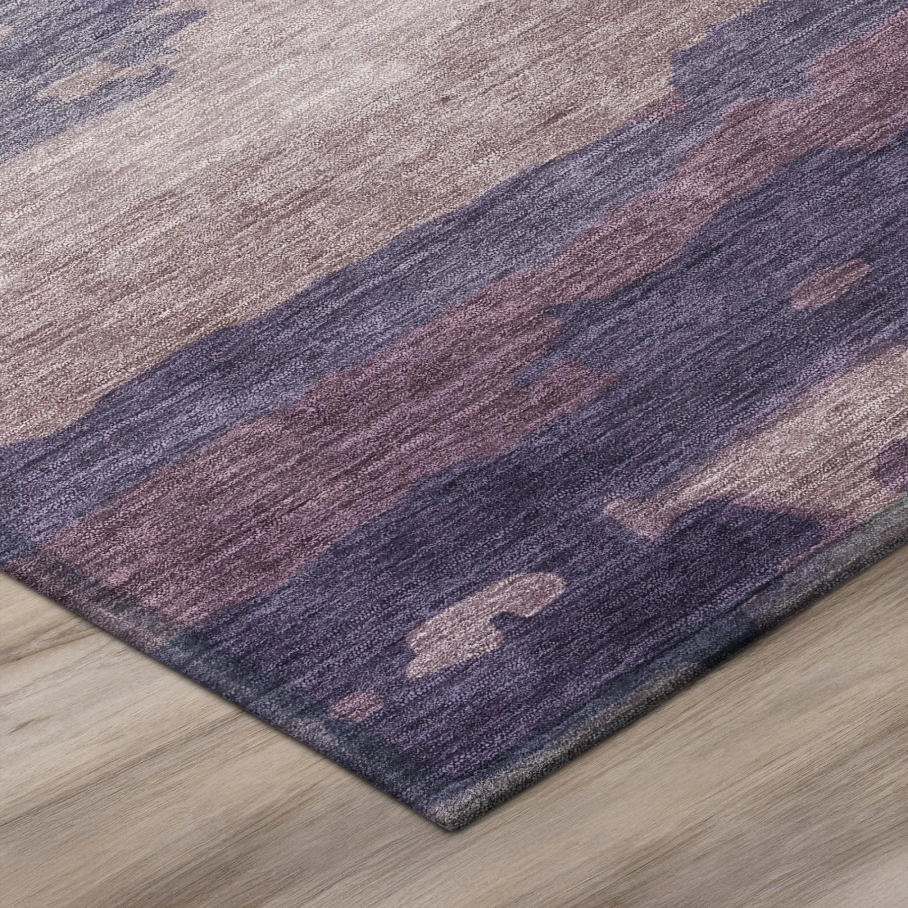 8' Eggplant And Purple Round Abstract Washable Indoor Outdoor Area Rug Homeroots Outdoor