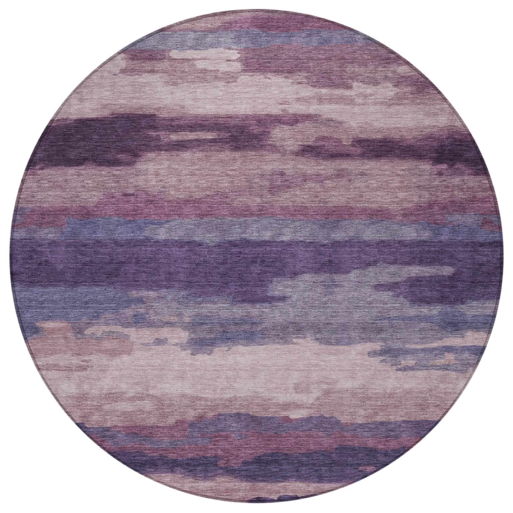 8' Eggplant And Purple Round Abstract Washable Indoor Outdoor Area Rug Homeroots Outdoor