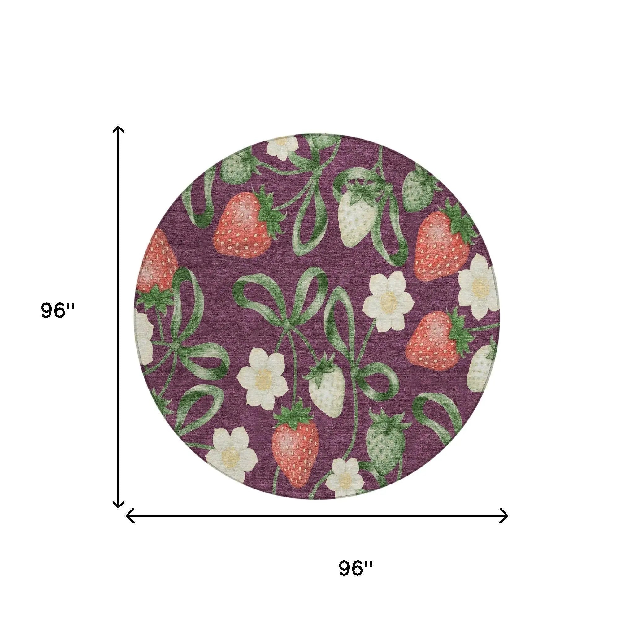 8' Eggplant And Purple Round Floral Washable Indoor Outdoor Area Rug Homeroots Outdoor