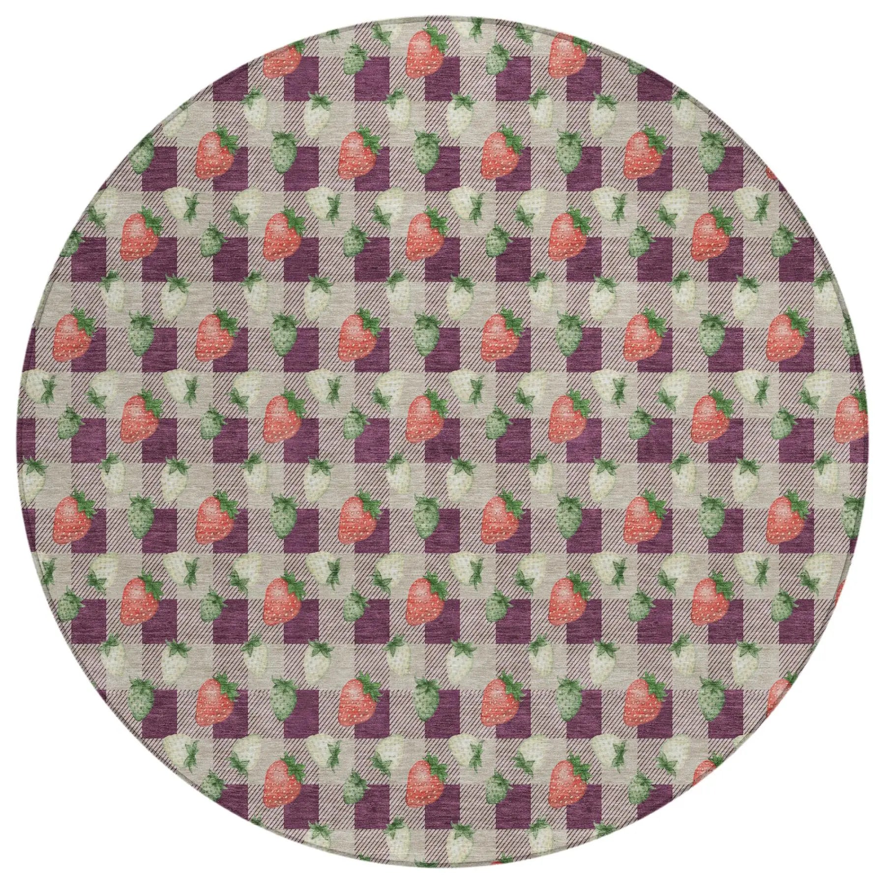 8' Eggplant And Purple Round Floral Washable Indoor Outdoor Area Rug Homeroots Outdoor