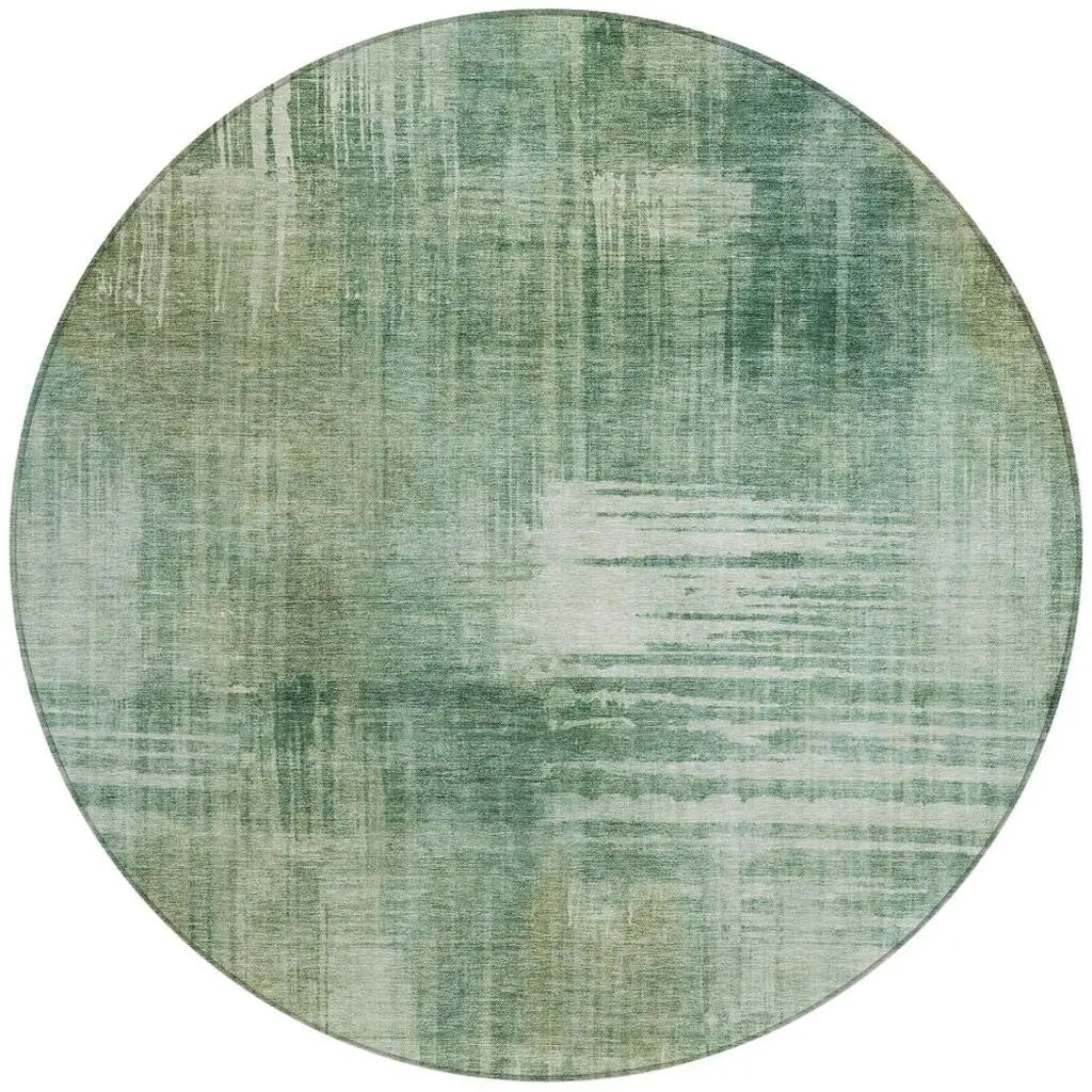 8' Fern Green And Green Round Abstract Washable Indoor Outdoor Area Rug Homeroots Outdoor