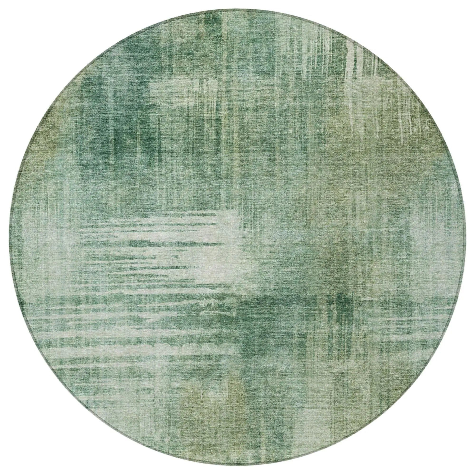8' Fern Green And Green Round Abstract Washable Indoor Outdoor Area Rug Homeroots Outdoor