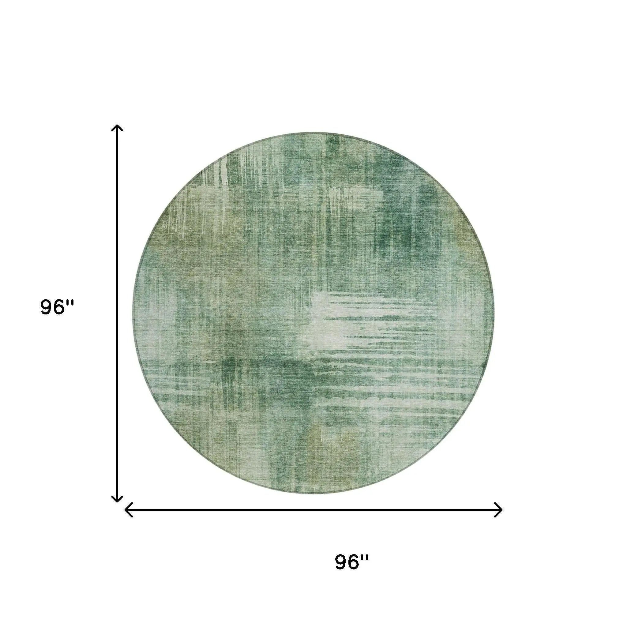 8' Fern Green And Green Round Abstract Washable Indoor Outdoor Area Rug Homeroots Outdoor