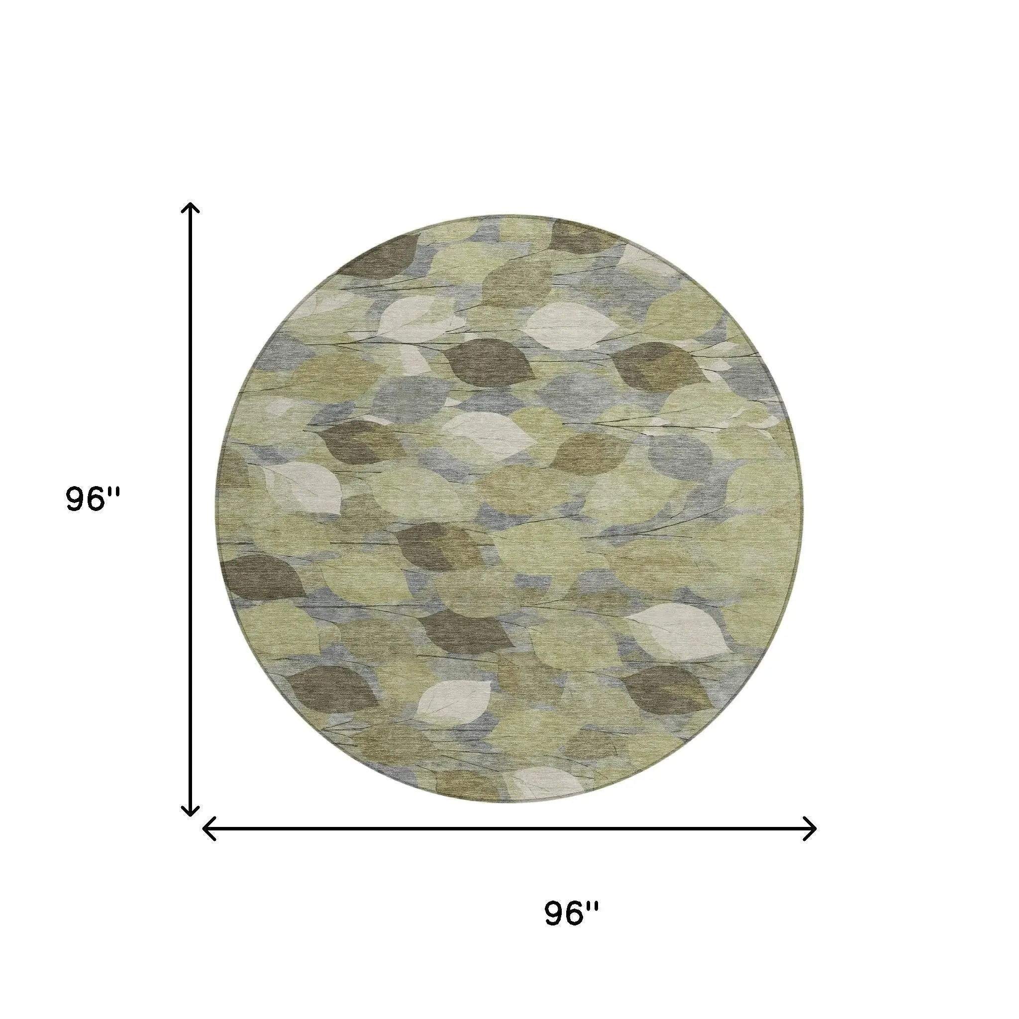 8' Fern Green And Green Round Floral Washable Indoor Outdoor Area Rug Homeroots Outdoor