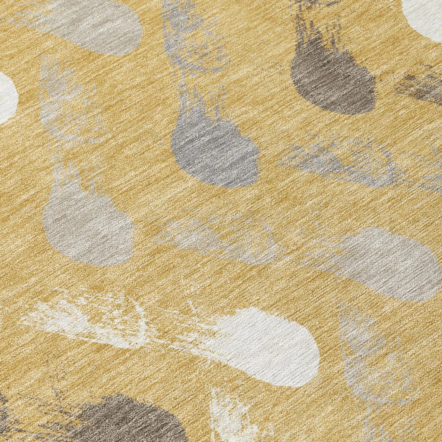 8' Gold And Beige Round Geometric Washable Indoor Outdoor Area Rug Homeroots Outdoor