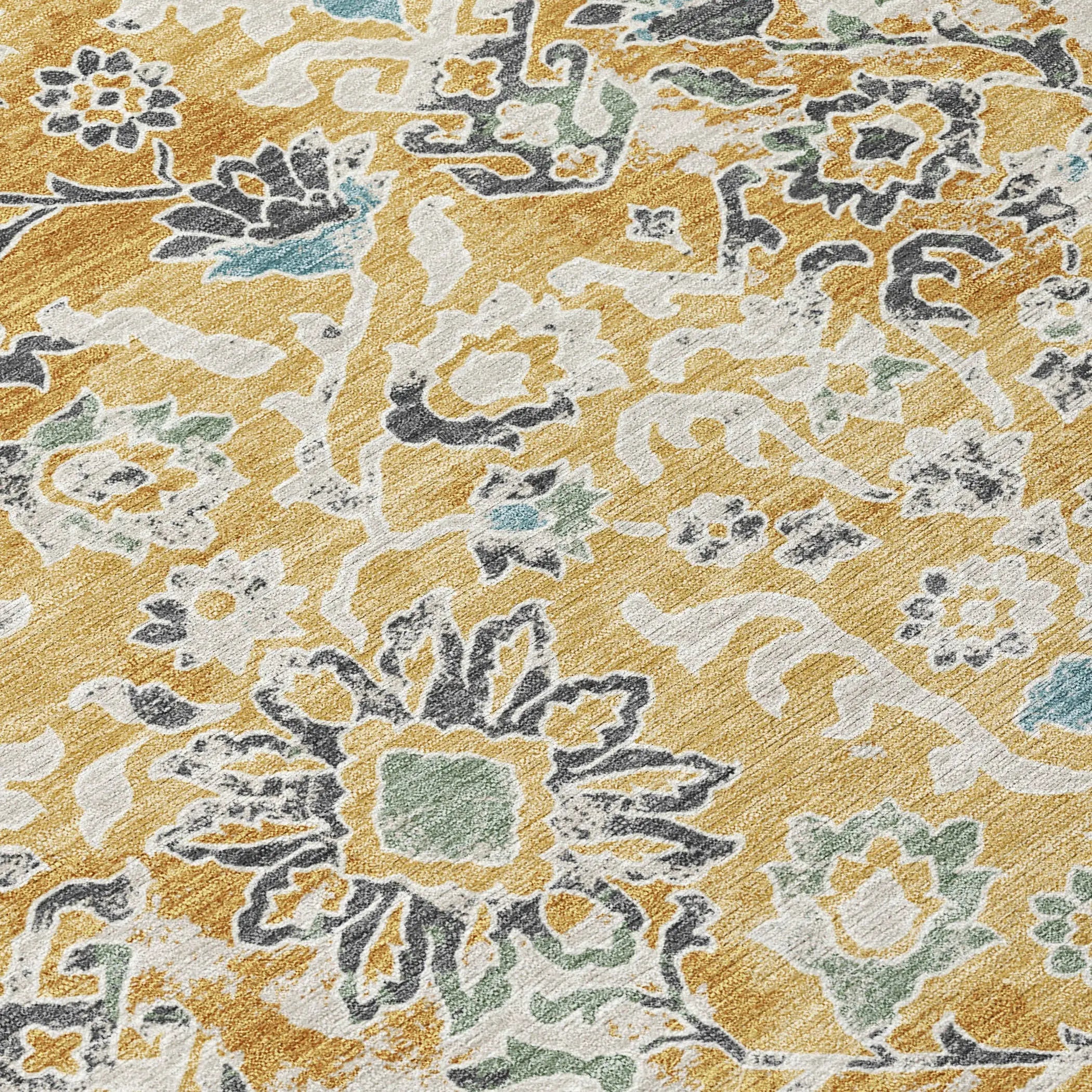 8' Gold And Ivory Round Geometric Washable Indoor Outdoor Area Rug Homeroots Outdoor