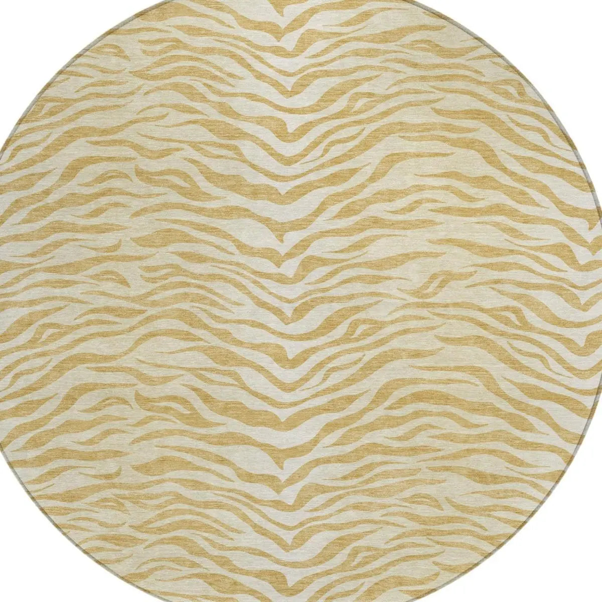 8' Gold And Wheat Round Animal Print Washable Indoor Outdoor Area Rug Homeroots Outdoor