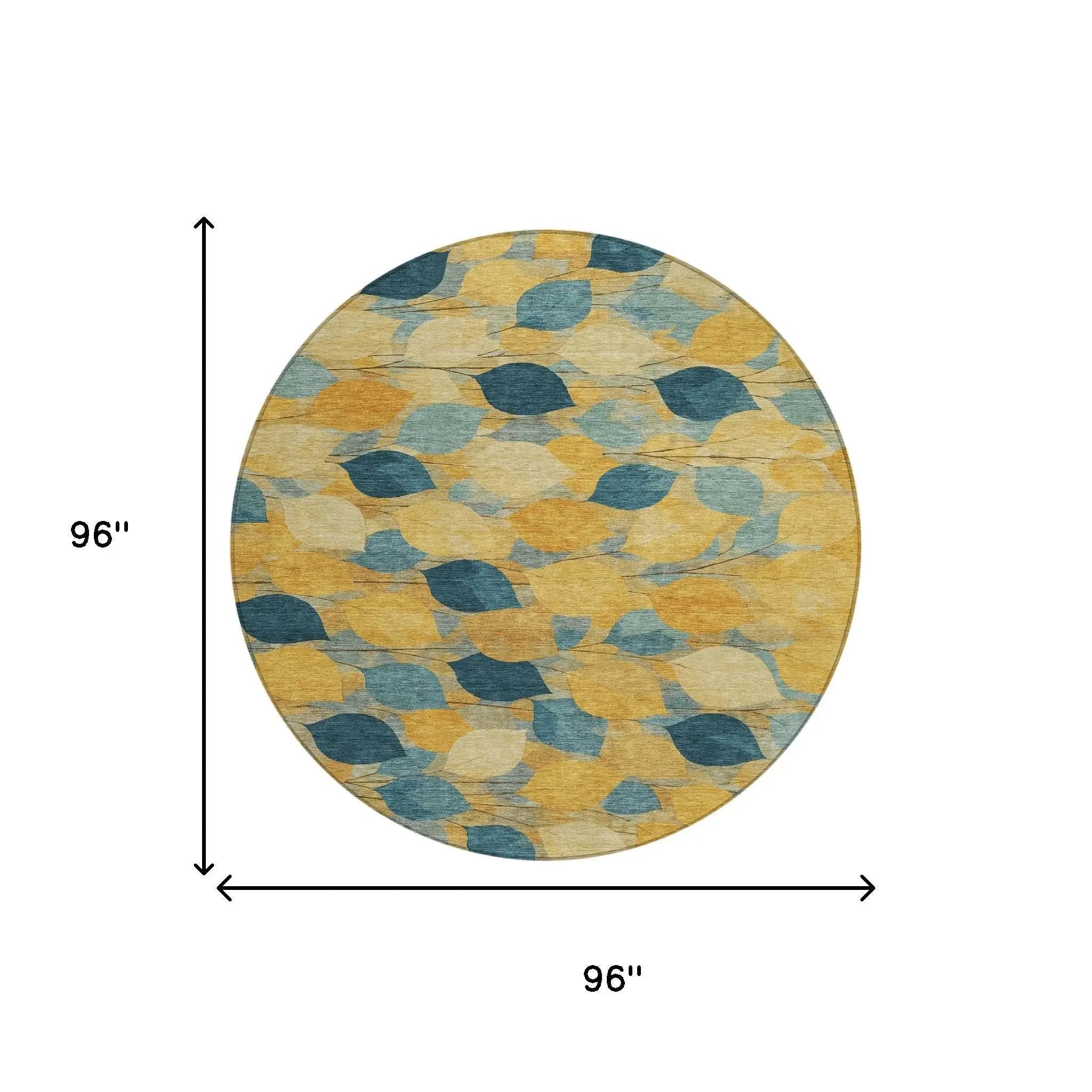 8' Gold And Wheat Round Floral Washable Indoor Outdoor Area Rug Homeroots Outdoor