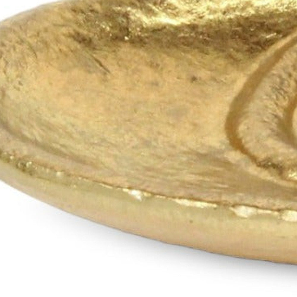 8" Gold Cast Iron Mod Abstract Face Oval Trinket Tray - GreatEagleInc