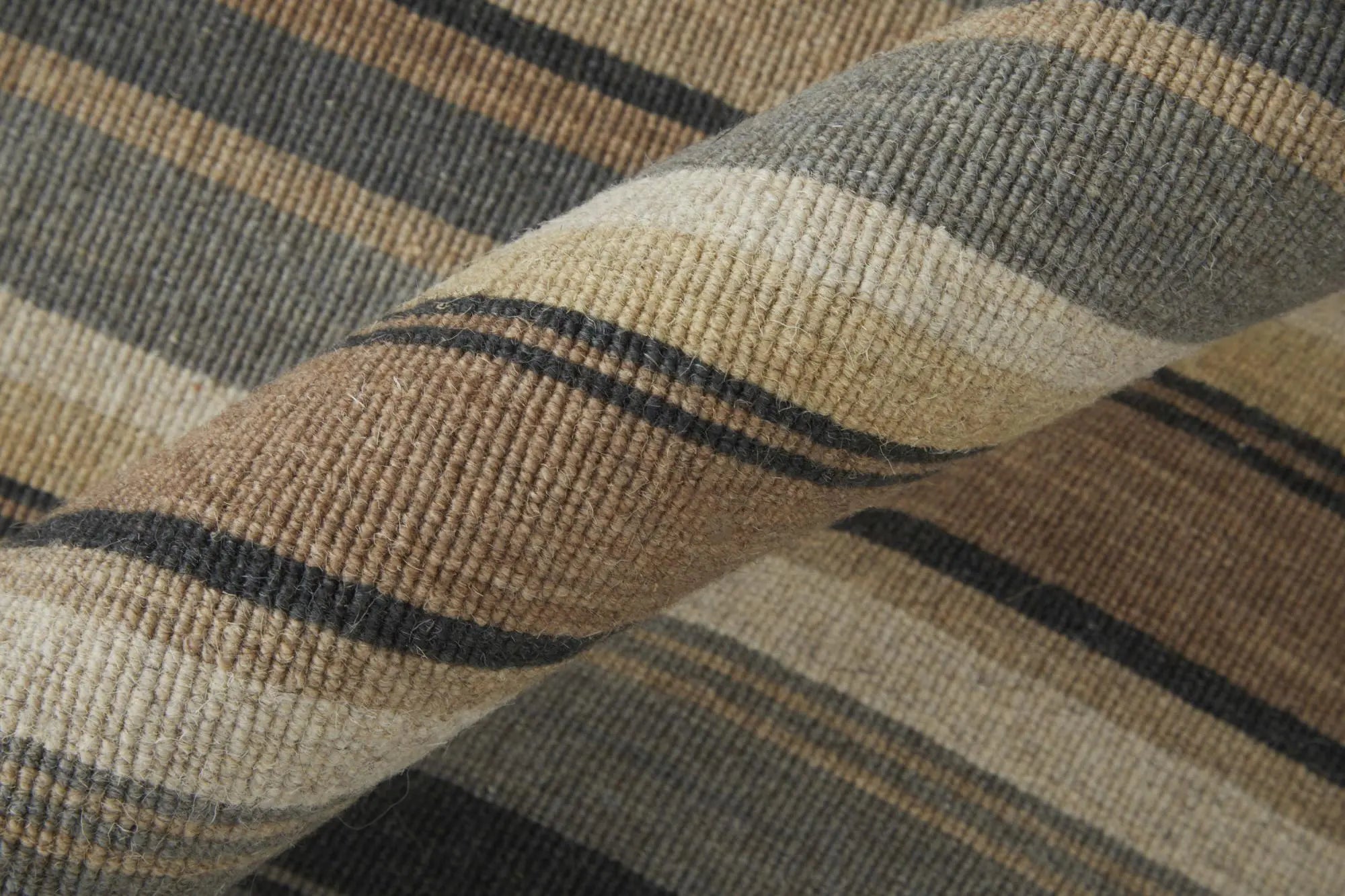 8' Gold Gray And Tan Wool Striped Hand Knotted Area Rug Homeroots Home Decor