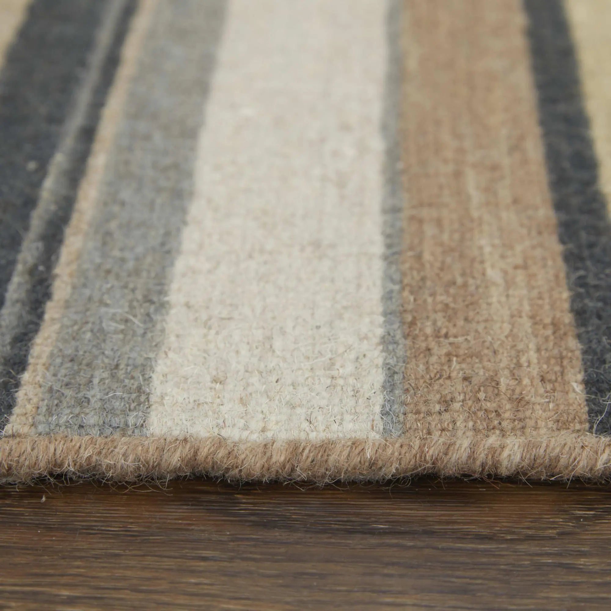 8' Gold Gray And Tan Wool Striped Hand Knotted Area Rug Homeroots Home Decor