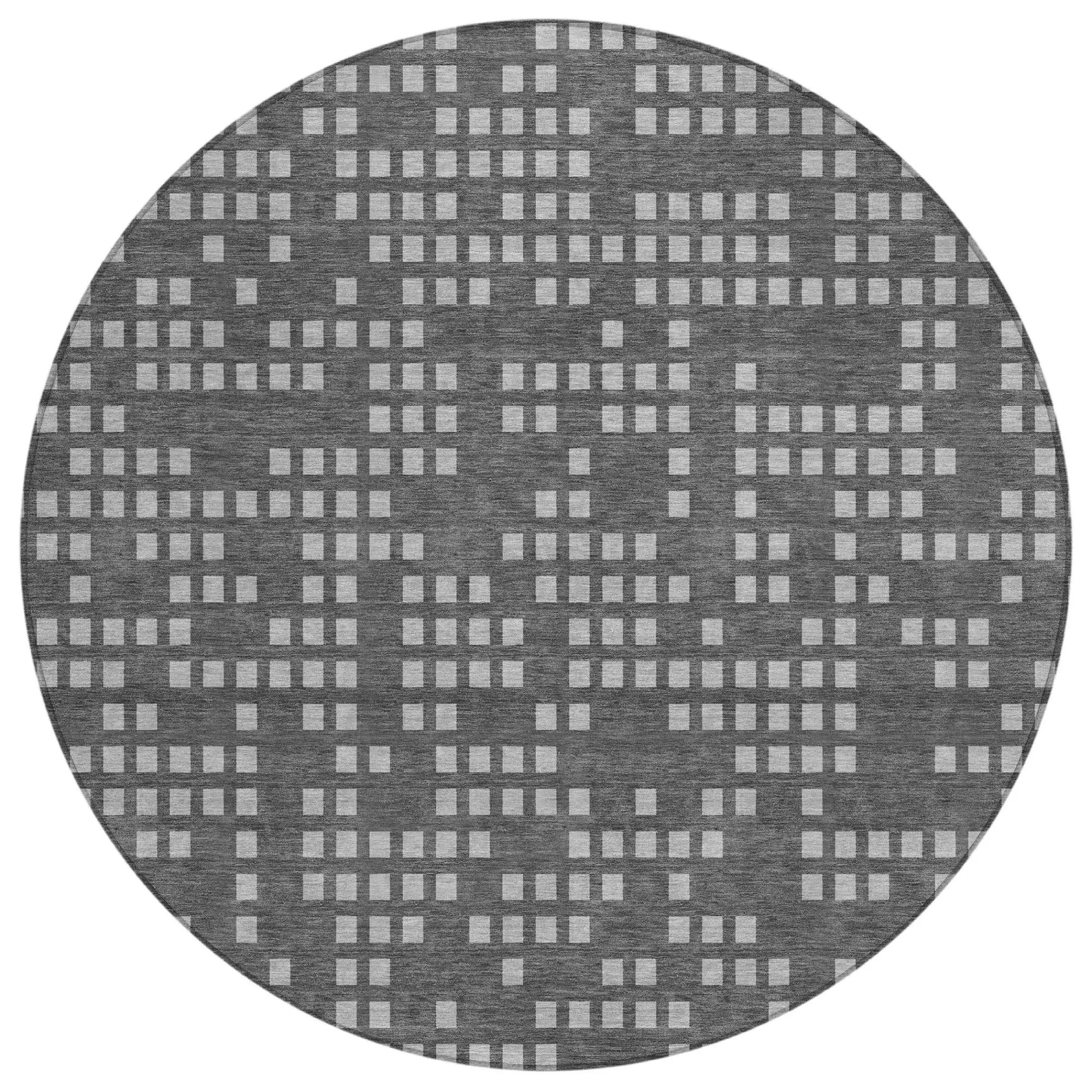 8' Graphite And Gray Round Abstract Washable Indoor Outdoor Area Rug Homeroots Outdoor
