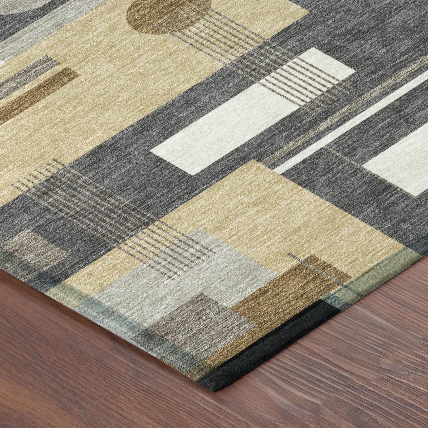 8' Graphite And Gray Round Geometric Washable Indoor Outdoor Area Rug Homeroots Outdoor