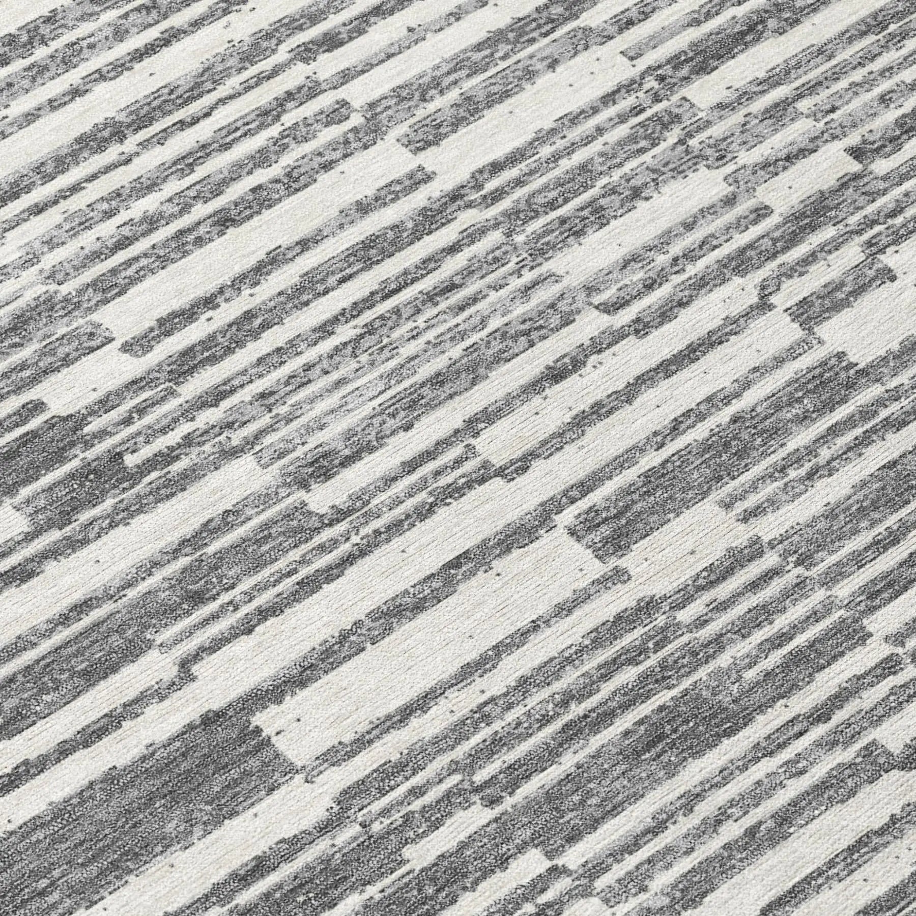 8' Graphite And Gray Round Striped Washable Indoor Outdoor Area Rug Homeroots Outdoor