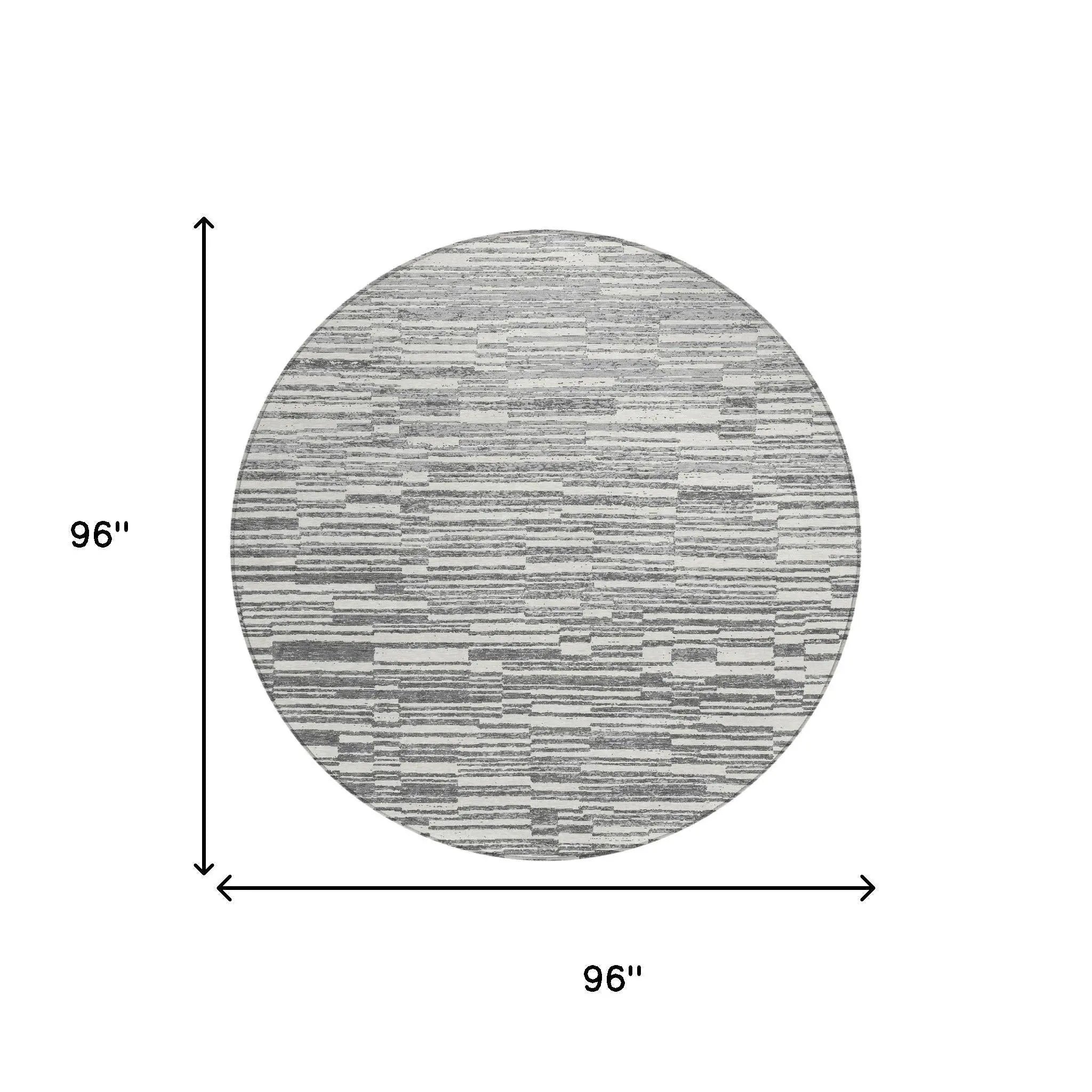8' Graphite And Gray Round Striped Washable Indoor Outdoor Area Rug Homeroots Outdoor