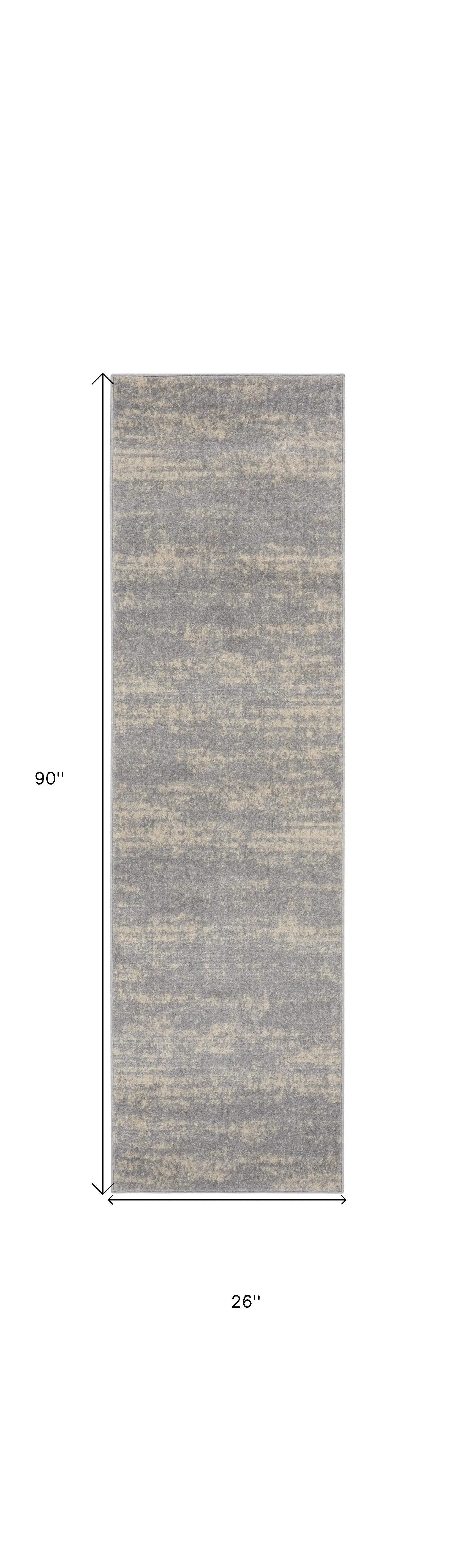 8' Gray And Beige Abstract Indoor Outdoor Runner Rug Homeroots Outdoor