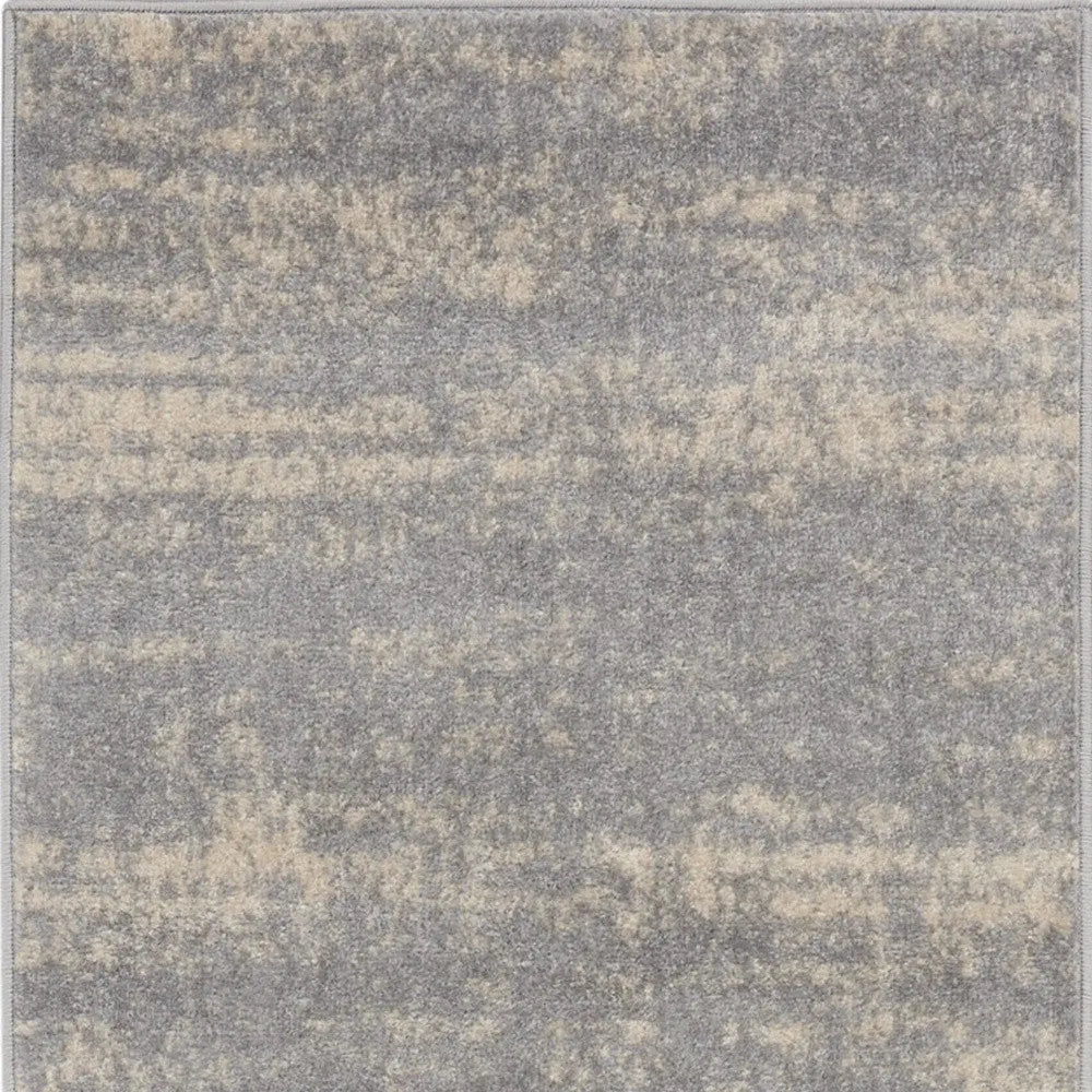 8' Gray And Beige Abstract Indoor Outdoor Runner Rug Homeroots Outdoor