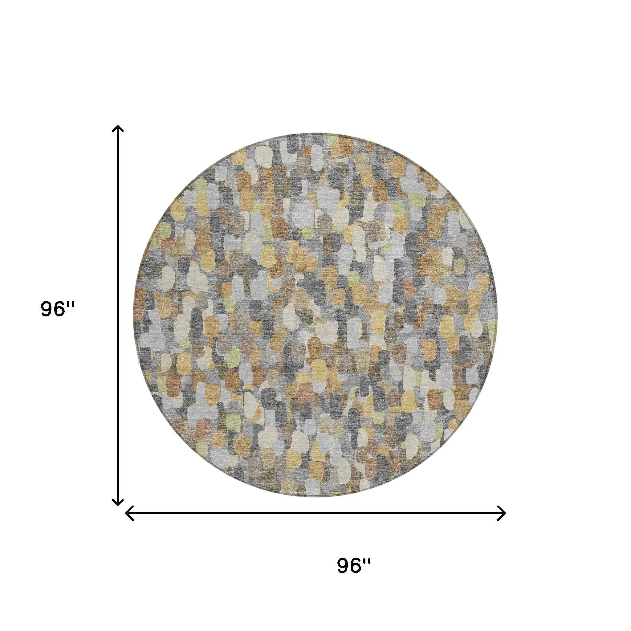 8' Gray And Beige Round Abstract Washable Indoor Outdoor Area Rug Homeroots Outdoor
