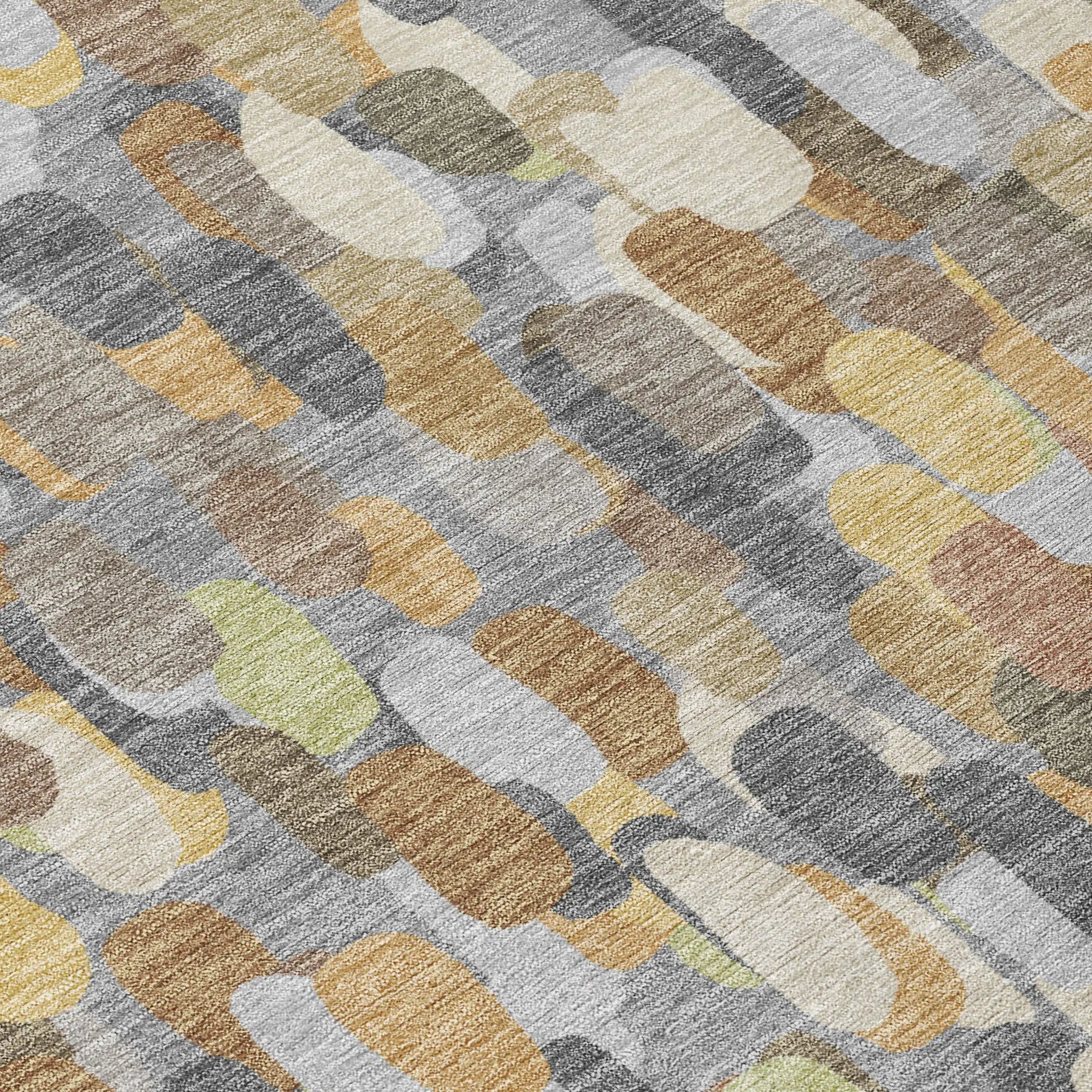8' Gray And Beige Round Abstract Washable Indoor Outdoor Area Rug Homeroots Outdoor
