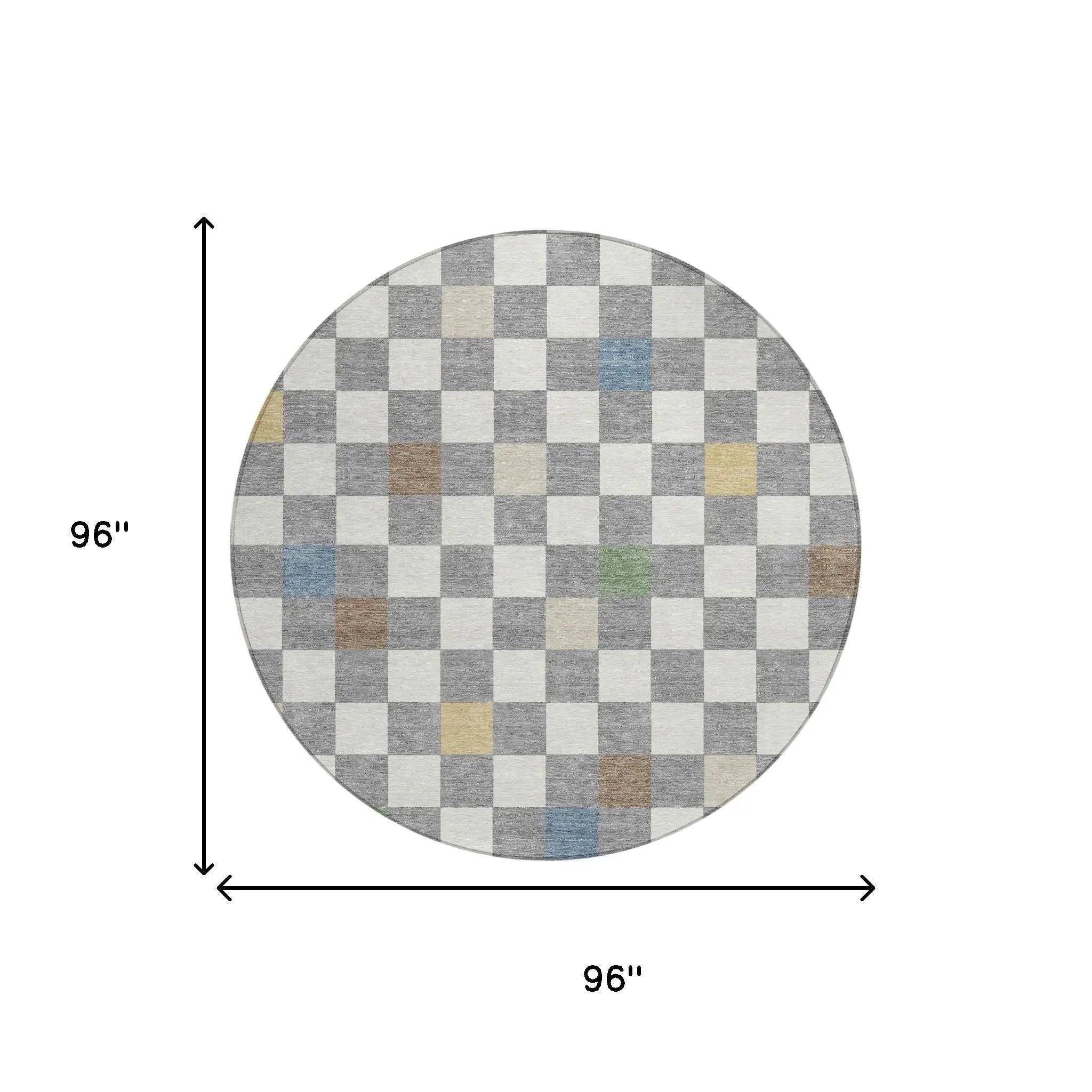 8' Gray And Beige Round Geometric Washable Indoor Outdoor Area Rug Homeroots Outdoor