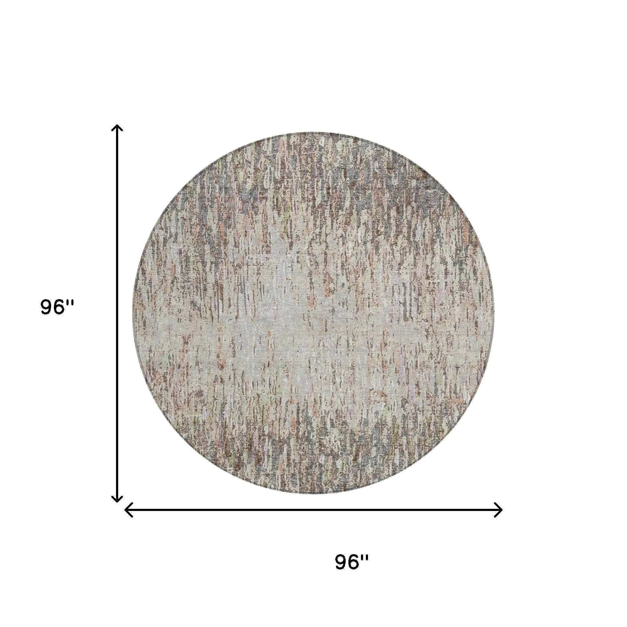 8' Gray And Beige Round Striped Washable Indoor Outdoor Area Rug Homeroots Outdoor