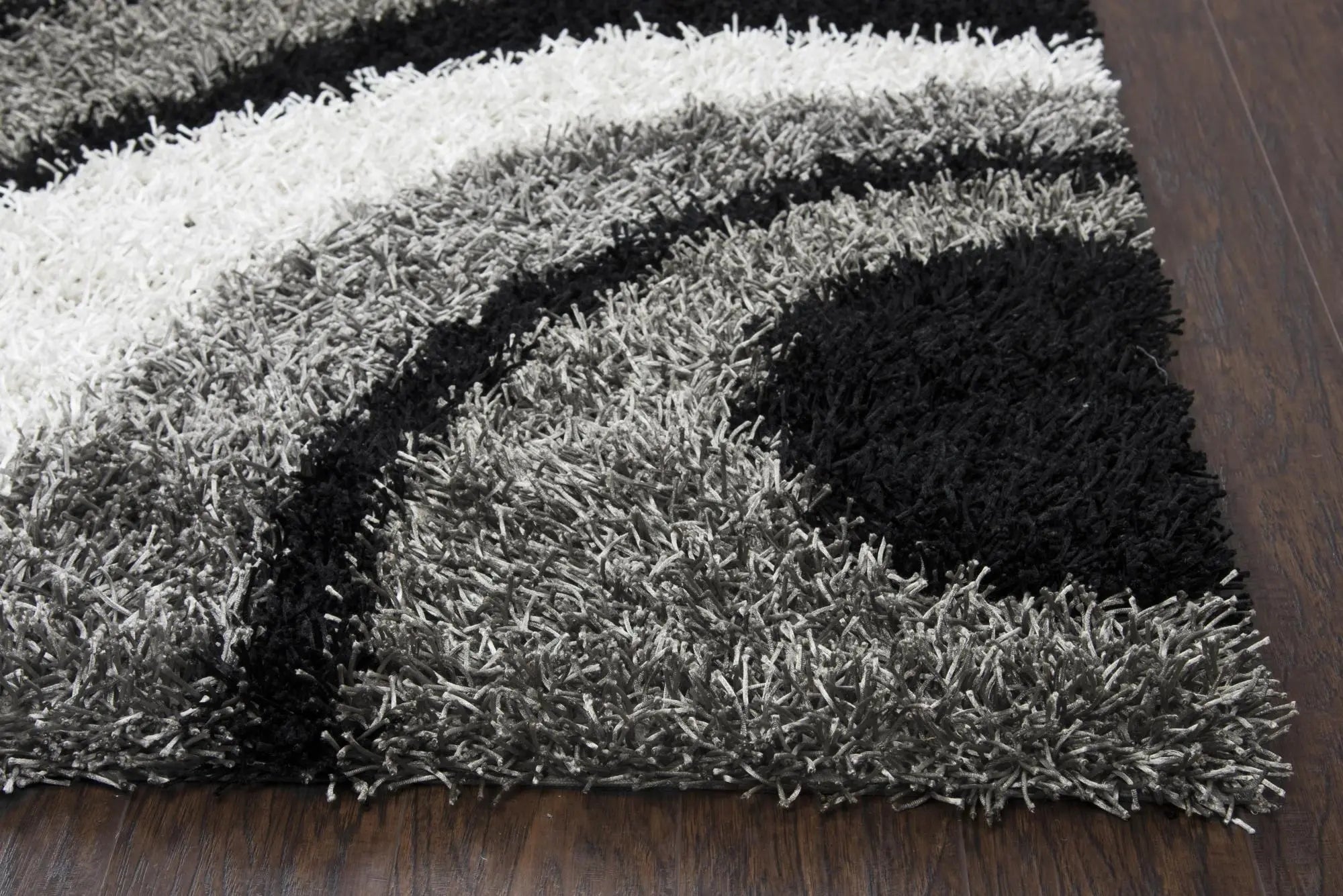8' Gray And Black Abstract Shag Hand Tufted Round Rug Homeroots Home Decor