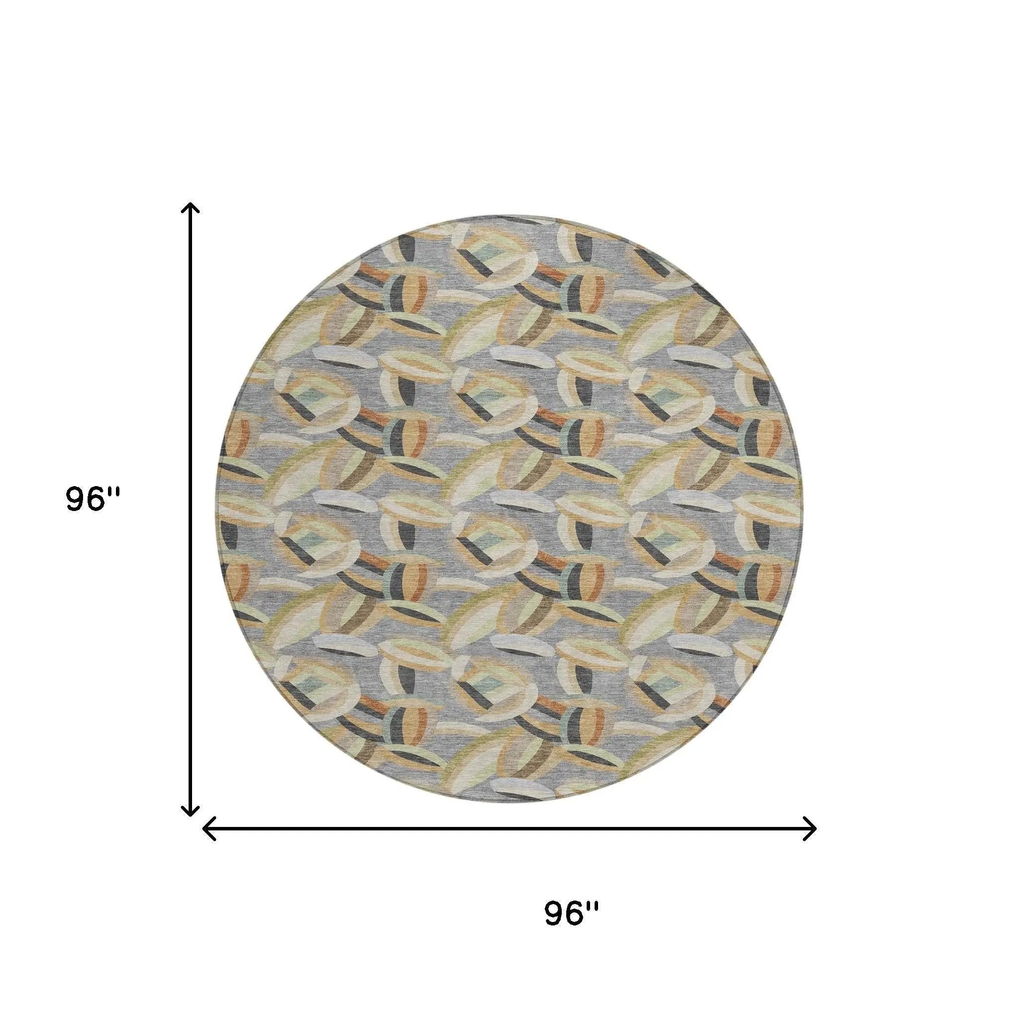 8' Gray And Charcoal Round Abstract Washable Indoor Outdoor Area Rug Homeroots Outdoor
