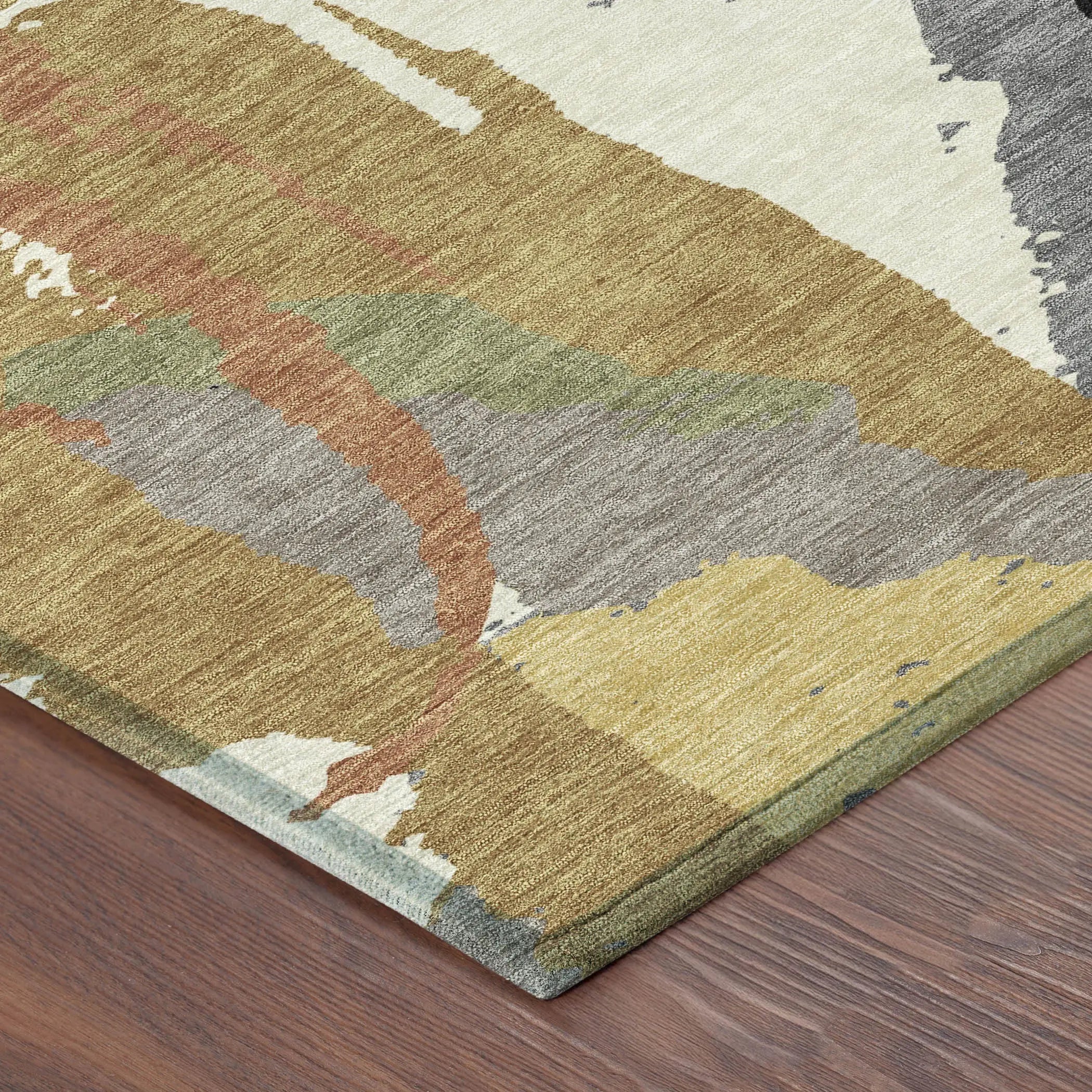 8' Gray And Copper Round Abstract Washable Indoor Outdoor Area Rug Homeroots Outdoor