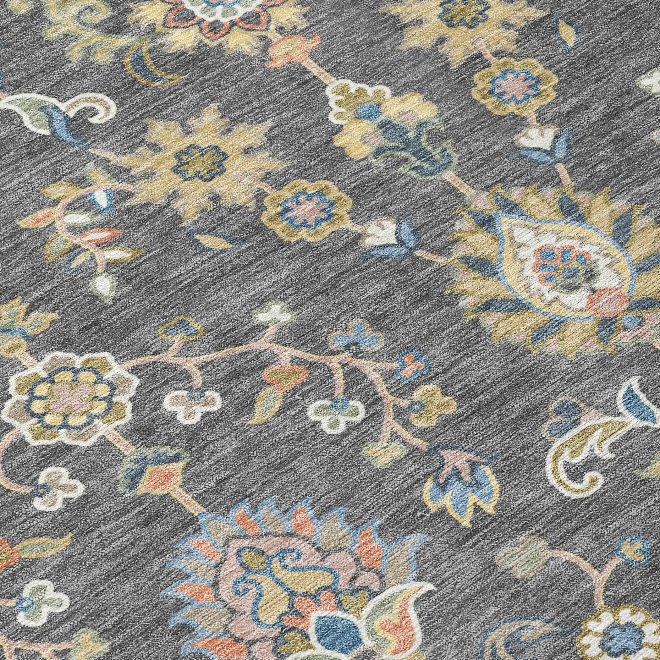 8' Gray And Denim Blue Round Abstract Washable Indoor Outdoor Area Rug Homeroots Outdoor